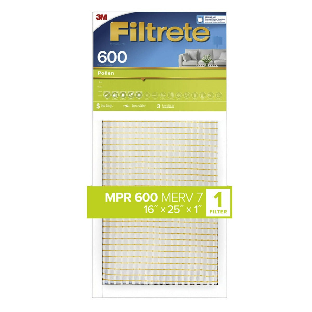 3M Filtrete 600 Dust & Pollen Reduction Air Filter - 16x25x1 - DiscountFilterStore.com