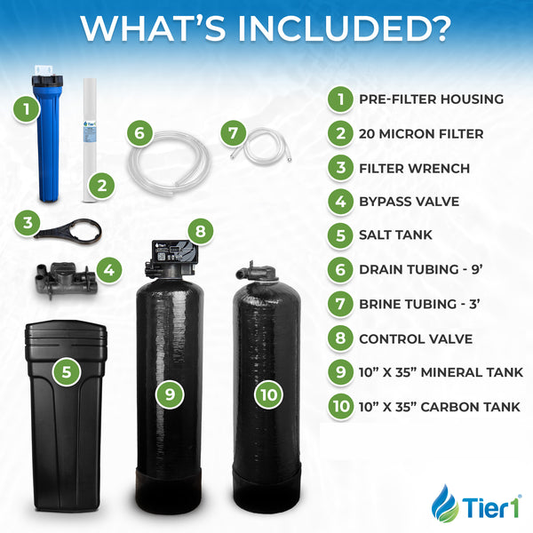 Tier1 32,000 Grain Water Softener & Chlorine Reduction Bundle - Water Softener plus 300,000 Gallons of Clean, Fresh Water - Whole House Systems - 804.86 - DiscountFilterStore.com