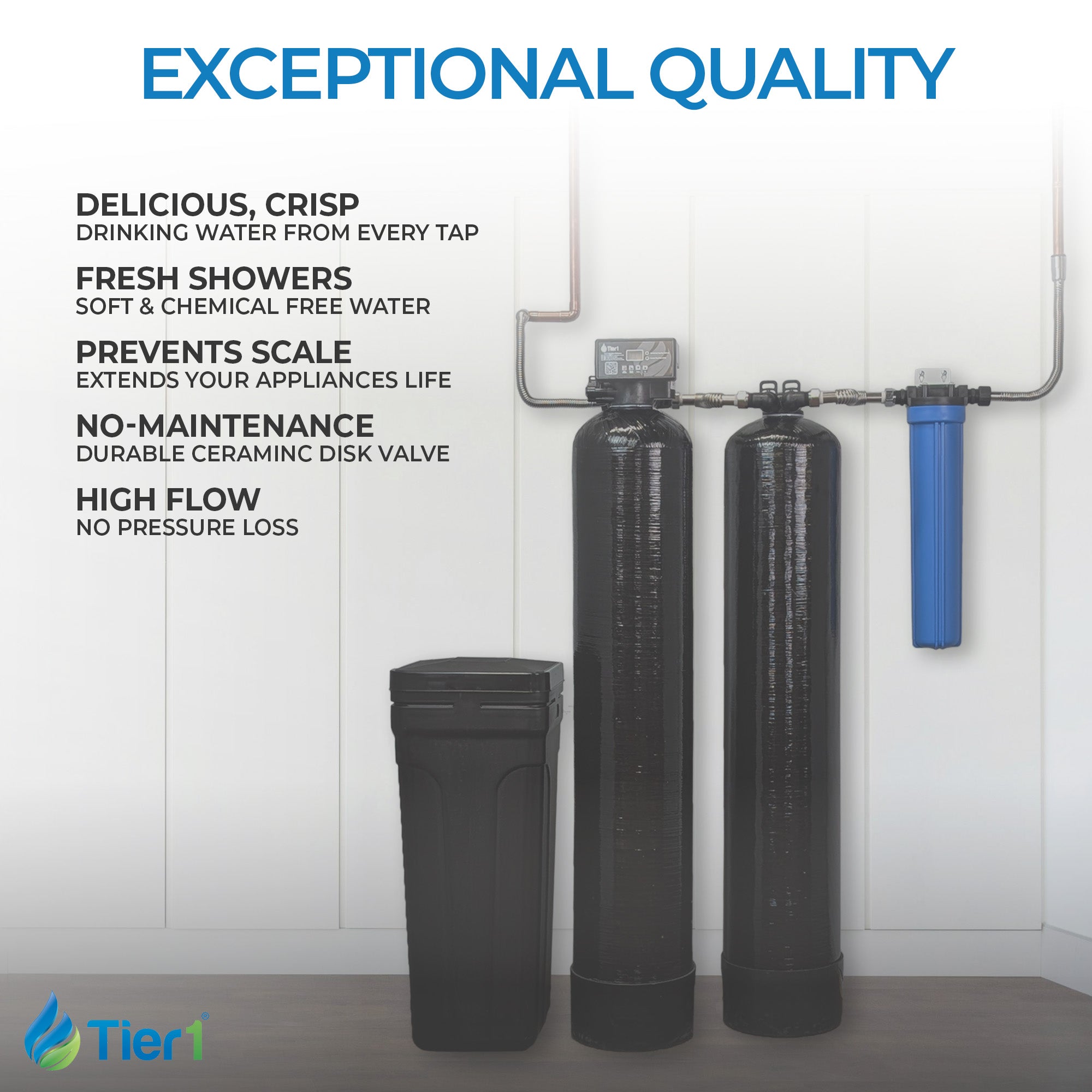 Tier1 48,000 Grain Water Softener & Chlorine Reduction Bundle - Water Softener plus 900,000 Gallons of Clean, Fresh Water - DiscountFilterStore.com