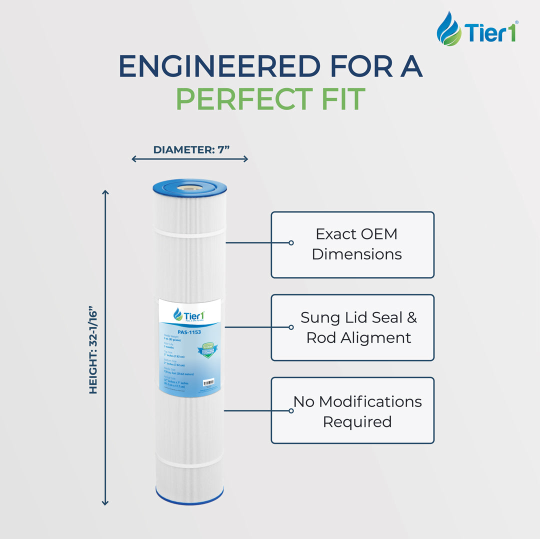 Tier1 Pool Filter for Pentair CCP520 -Washable Trilobal Dirt-Lock Pleats