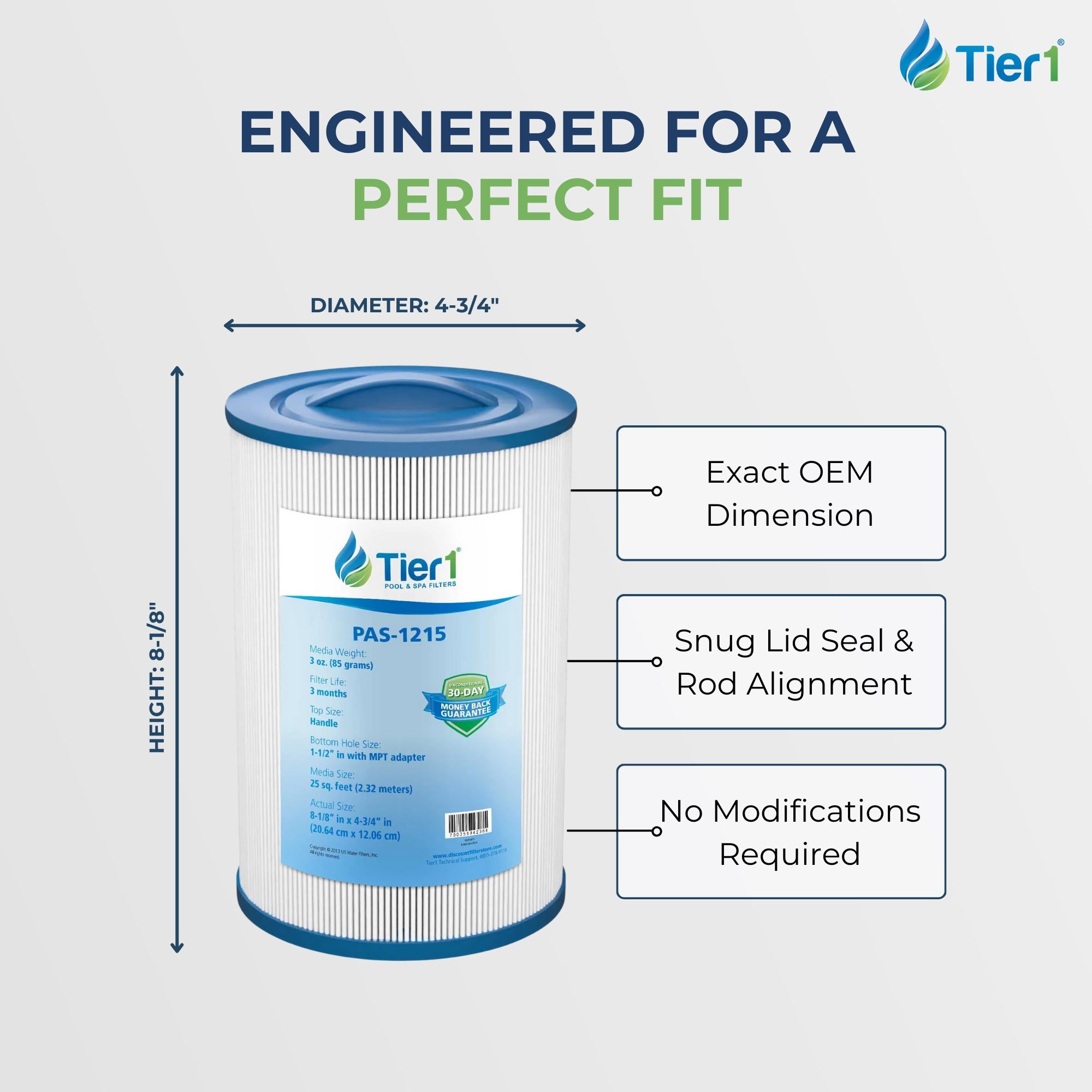 8-1/8 x 4-3/4 Inch Tier1 Brand Replacement Filter For PDM25P4
