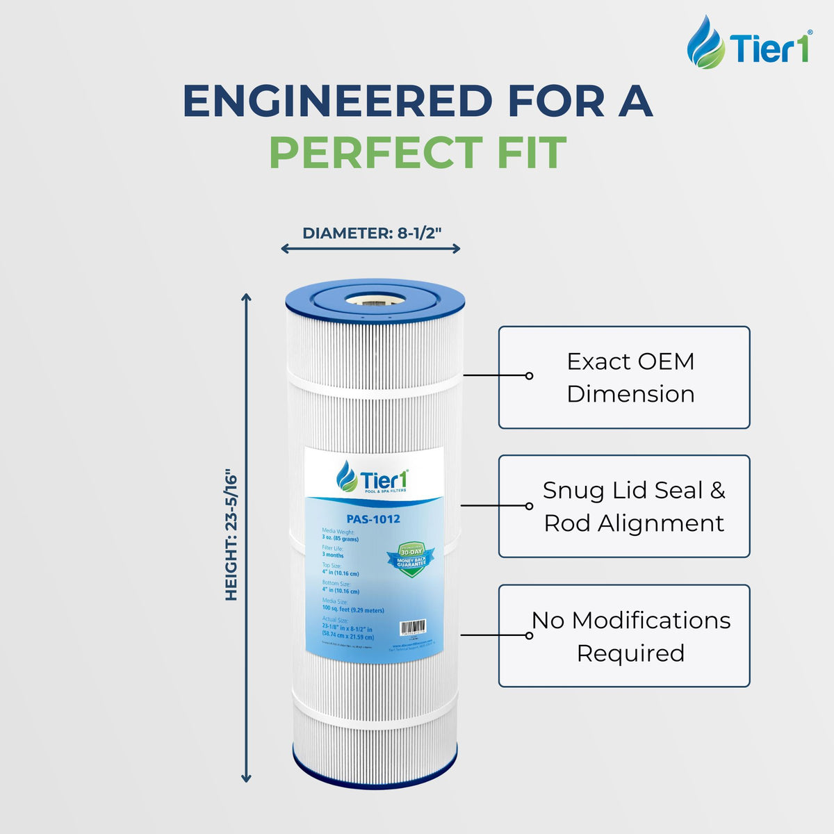Tier1 Pool Filter for Hayward C1100 -Washable Trilobal Dirt-Lock Pleats