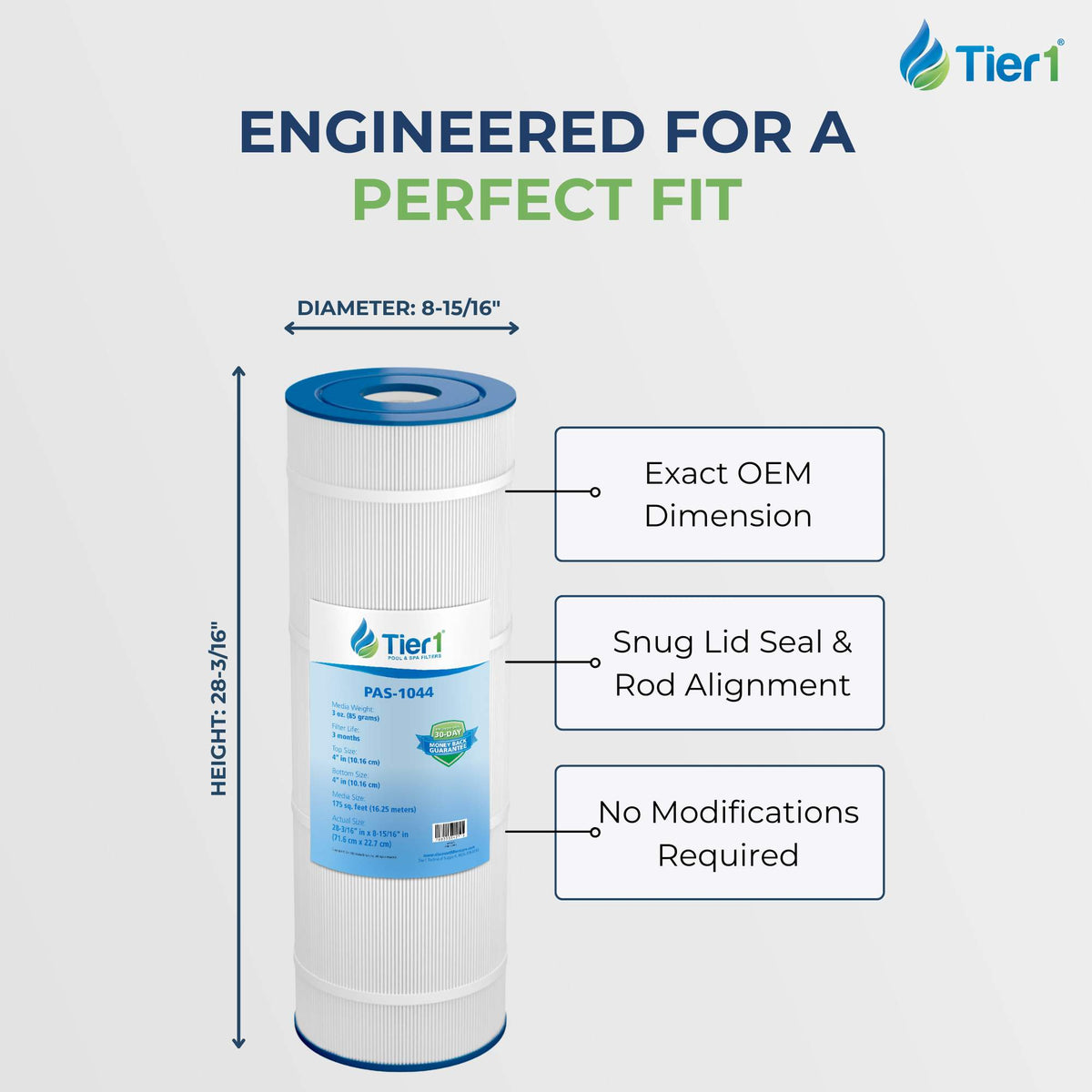 Tier1 Pool Filter for Hayward CX1750RE -Washable Trilobal Dirt-Lock Pleats
