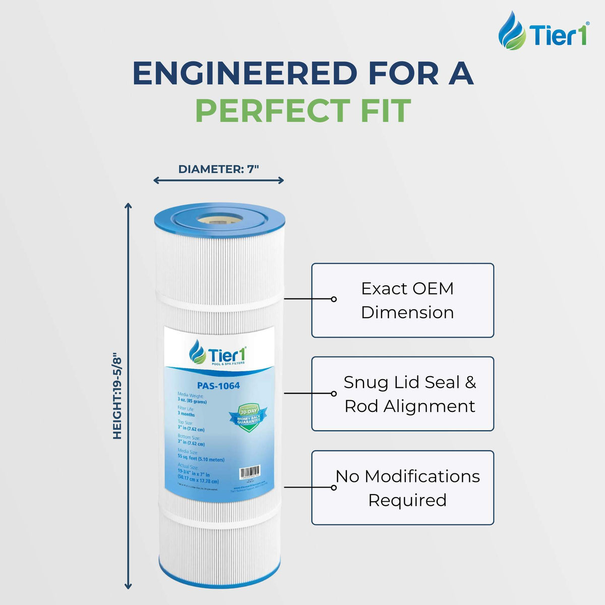 Tier1 Pool Filter for Hayward Filter C550 -Washable Trilobal Dirt-Lock Pleats