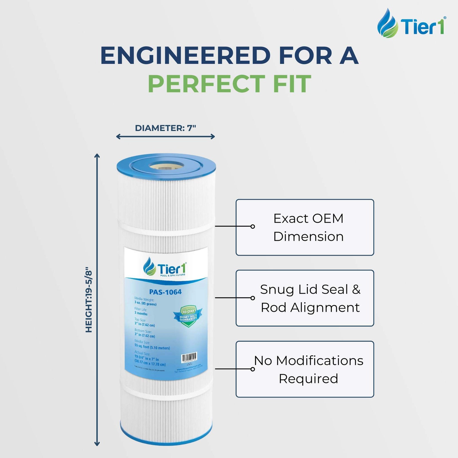 Tier1 Pool Filter for Hayward Filter C550 -Washable Trilobal Dirt-Lock Pleats