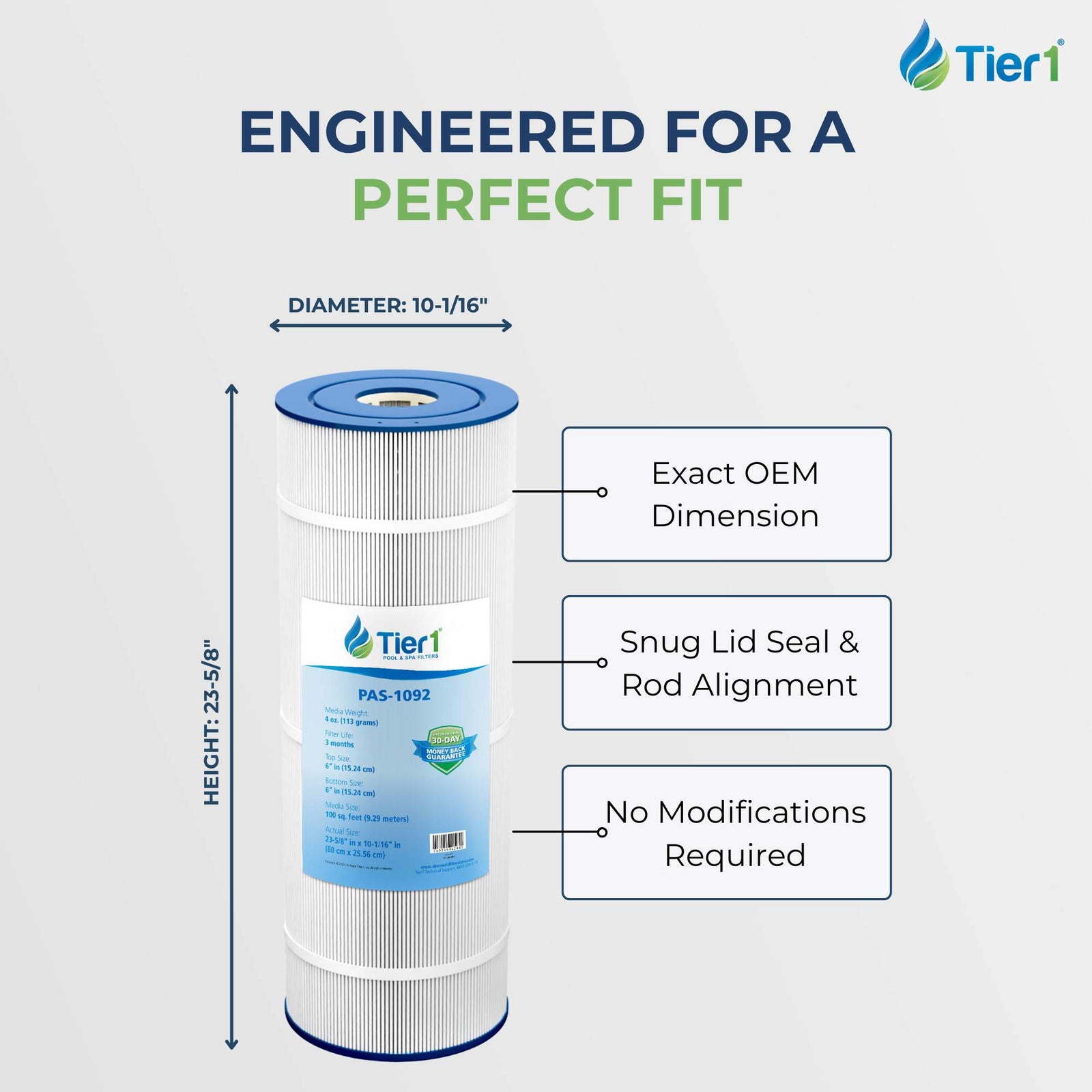 Tier1 Pool Filter for Pentair R173215 -Washable Trilobal Dirt-Lock Pleats