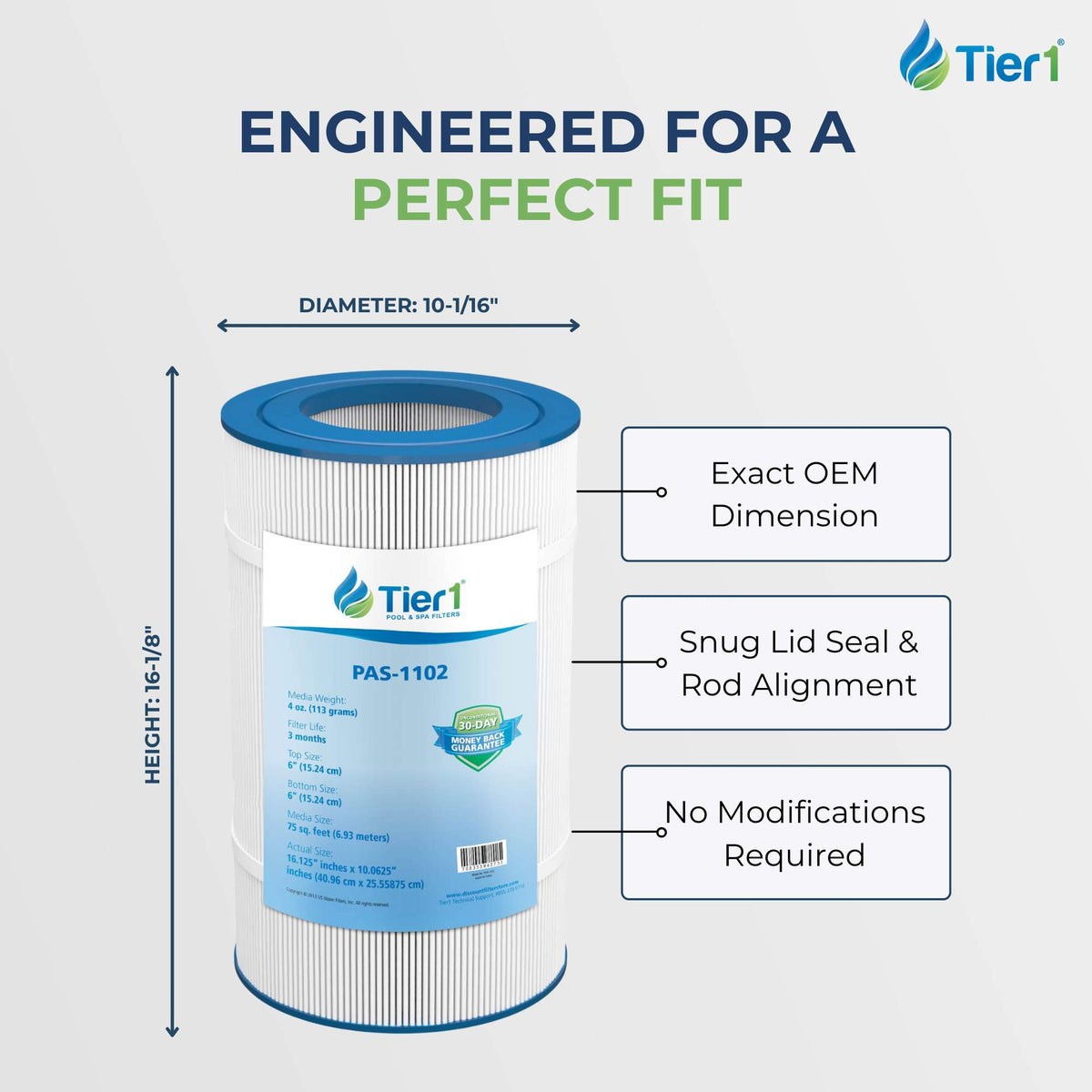 Tier1 Pool Filter for Pentair R173214 -Washable Trilobal Dirt-Lock Pleats