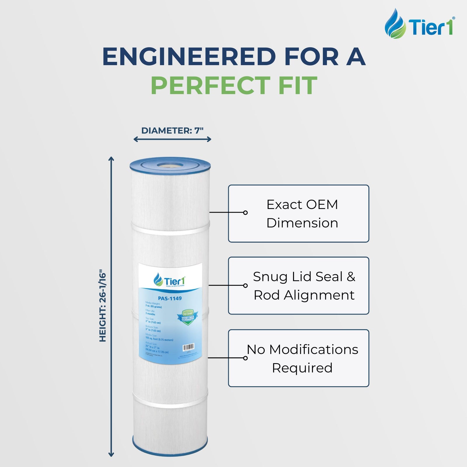 Tier1 Pool Filter for Clean & Clear Plus 420 -Washable Trilobal Dirt-Lock Pleats