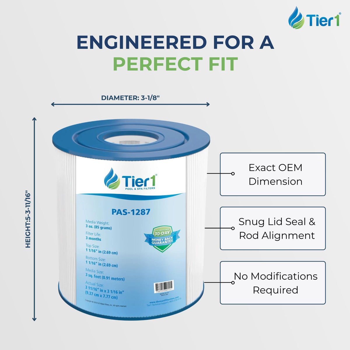 Tier1 Pool Filter for Predator Pool Filter -Washable Trilobal Dirt-Lock Pleats