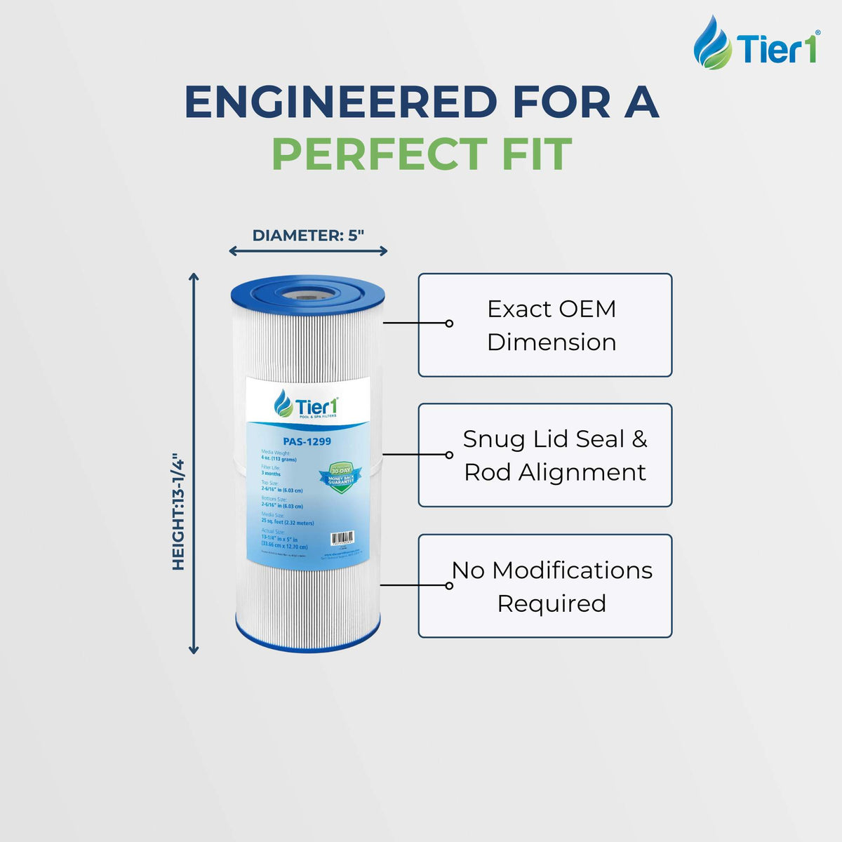 Tier1 Pool Filter for Pentair Rainbow 25 -Washable Trilobal Dirt-Lock Pleats