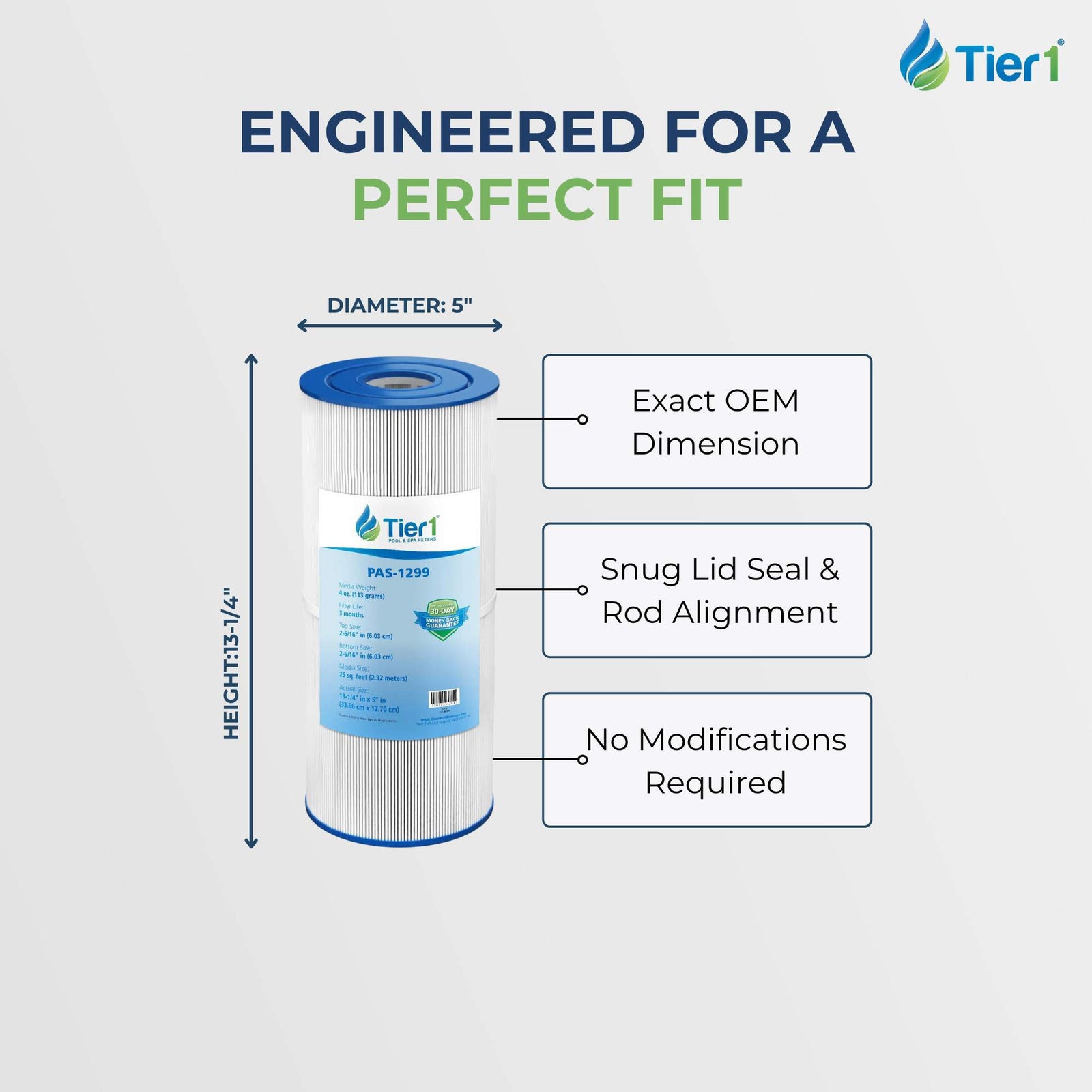 Tier1 Pool Filter for Pentair Rainbow 25 -Washable Trilobal Dirt-Lock Pleats