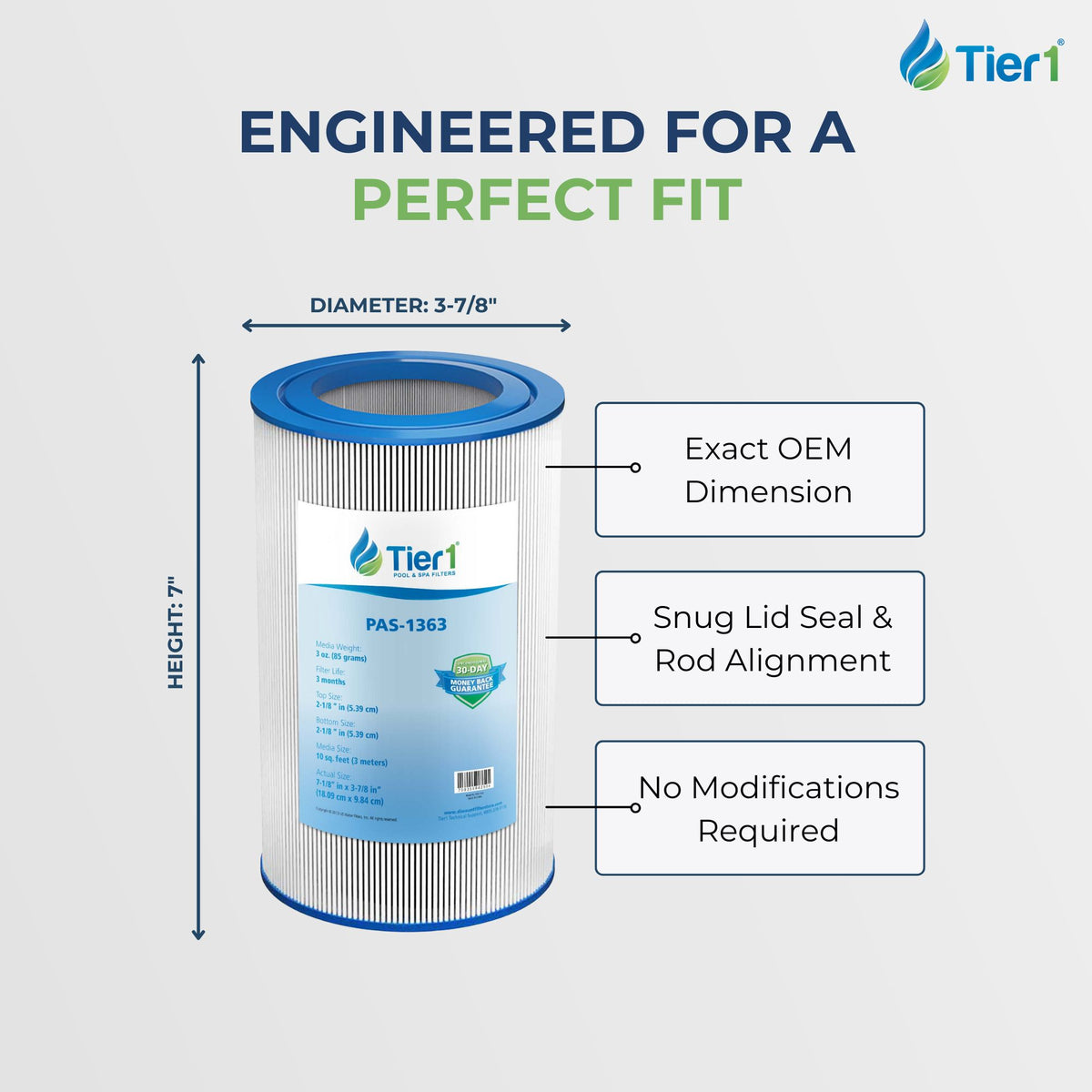 Tier1 Pool Filter for Sta-Rite PMA10 -Washable Trilobal Dirt-Lock Pleats