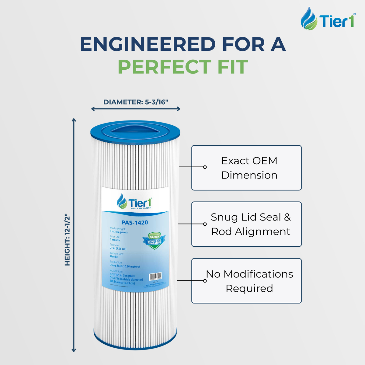 Tier1 Spa Filter for Marquis Spa PPM35SC -Washable Trilobal Dirt-Lock Pleats