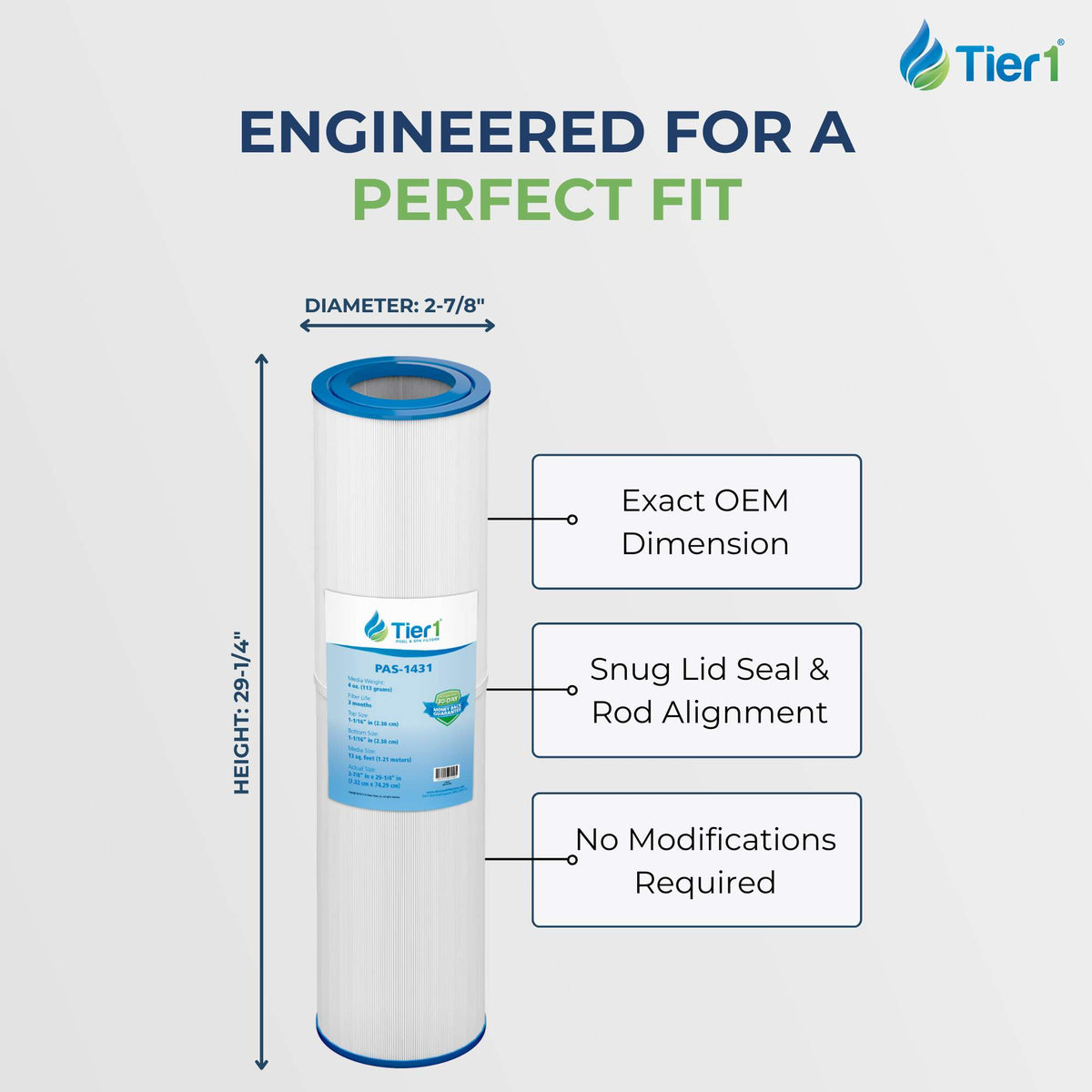 Tier1 Pool Filter for Pentair R173327 -Washable Trilobal Dirt-Lock Pleats
