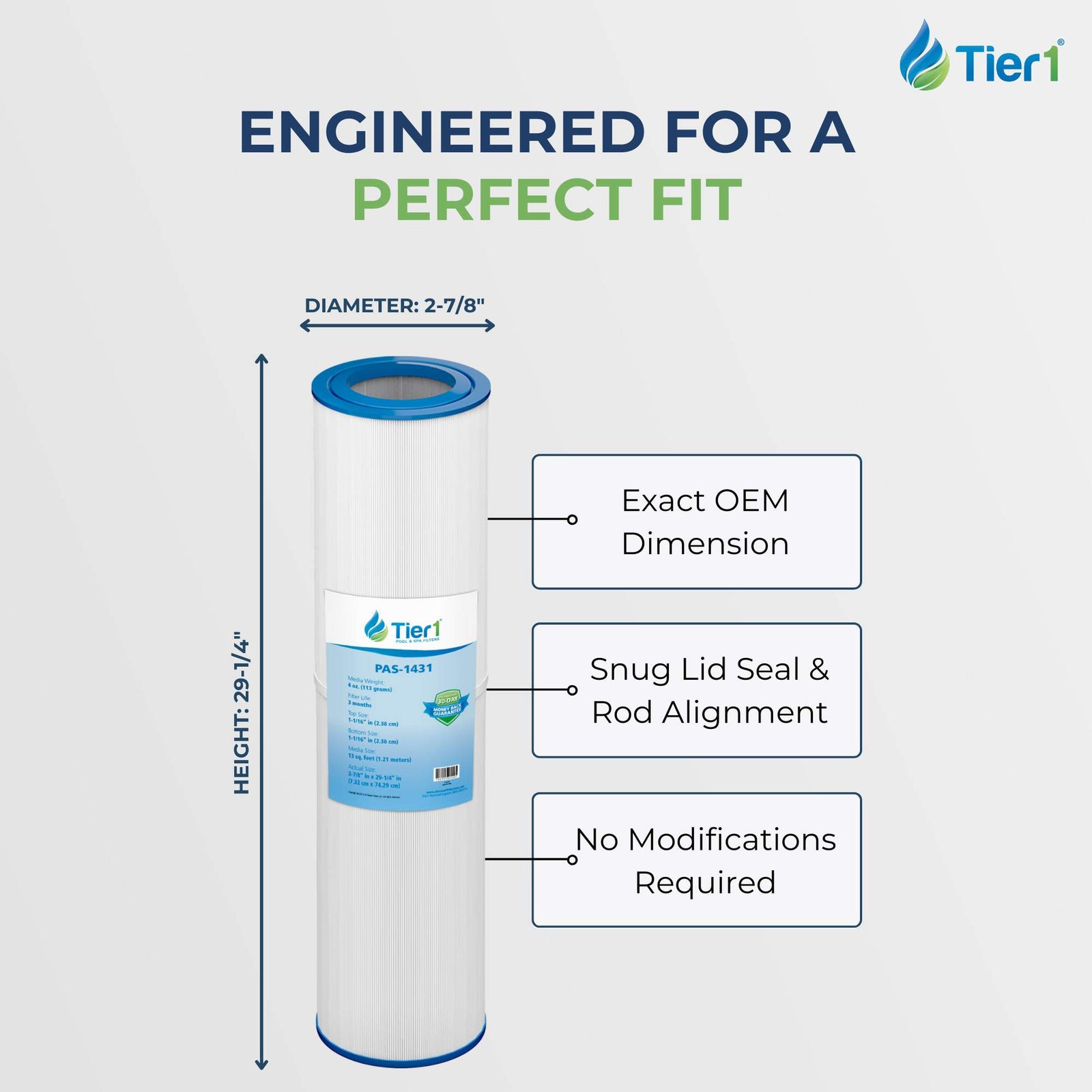 Tier1 Pool Filter for Pentair R173327 -Washable Trilobal Dirt-Lock Pleats