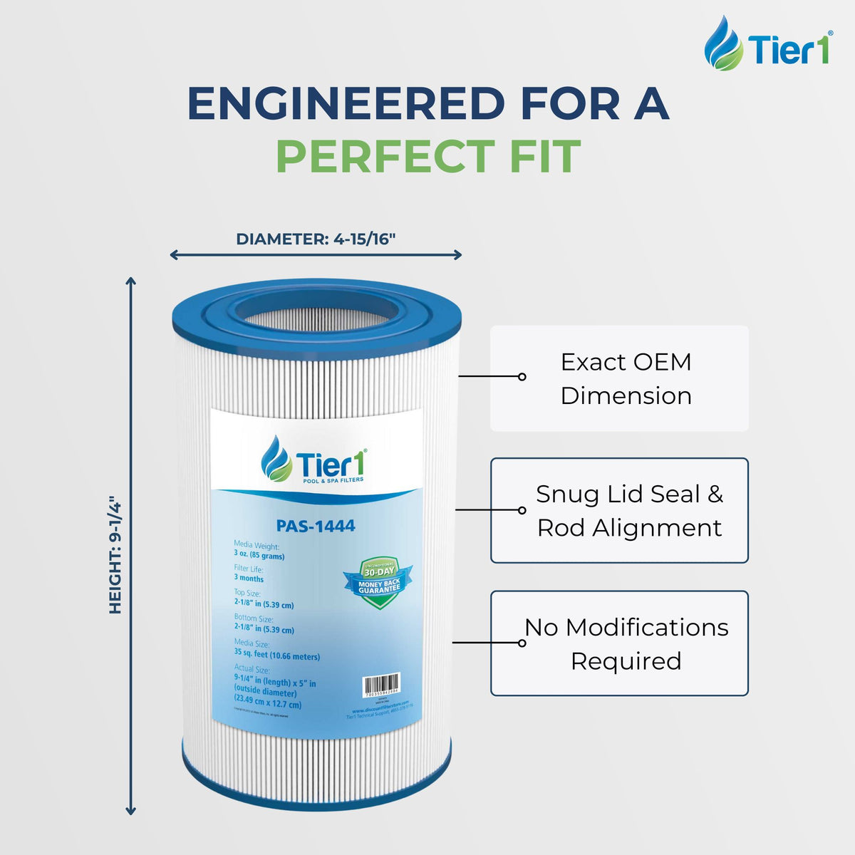 Tier1 Pool Filter for Pentair Rainbow 35 -Washable Trilobal Dirt-Lock Pleats