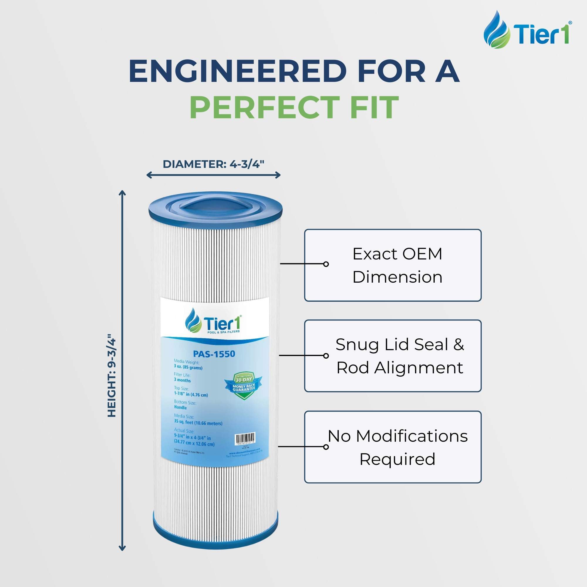 Tier1 Spa Filter for Thermo Spas FL1009 -Washable Trilobal Dirt-Lock Pleats