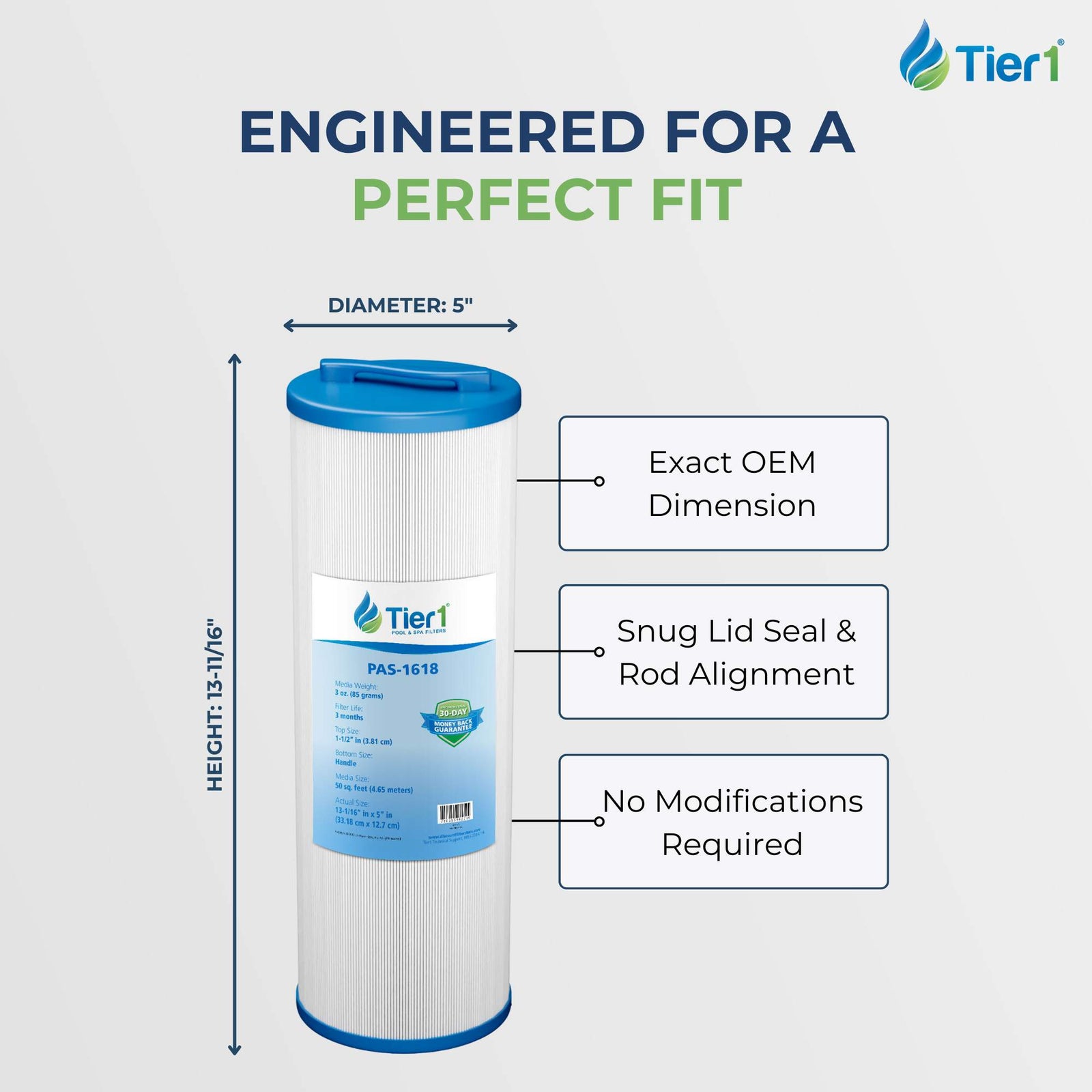 Tier1 Spa Filter for Waterway 817-4050 -Washable Trilobal Dirt-Lock Pleats