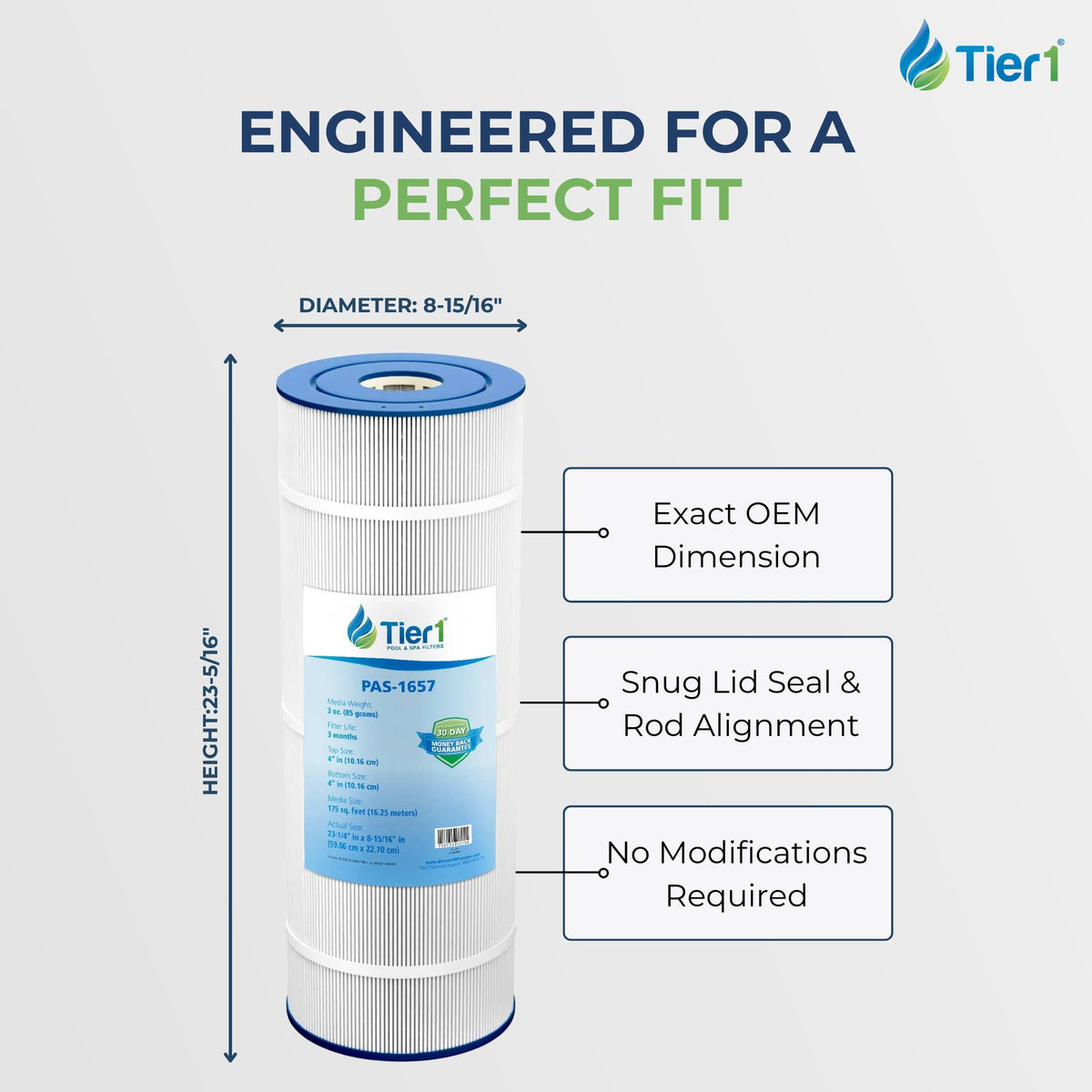 Tier1 Pool Filter for Hayward CC1750 Filter -Washable Trilobal Dirt-Lock Pleats