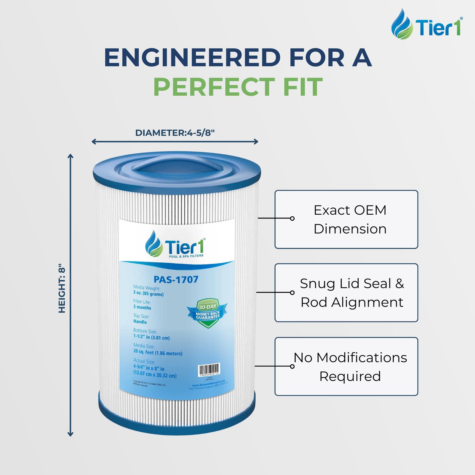 Tier1 Spa Filter for Sundance Spa -Washable Trilobal Dirt-Lock Pleats