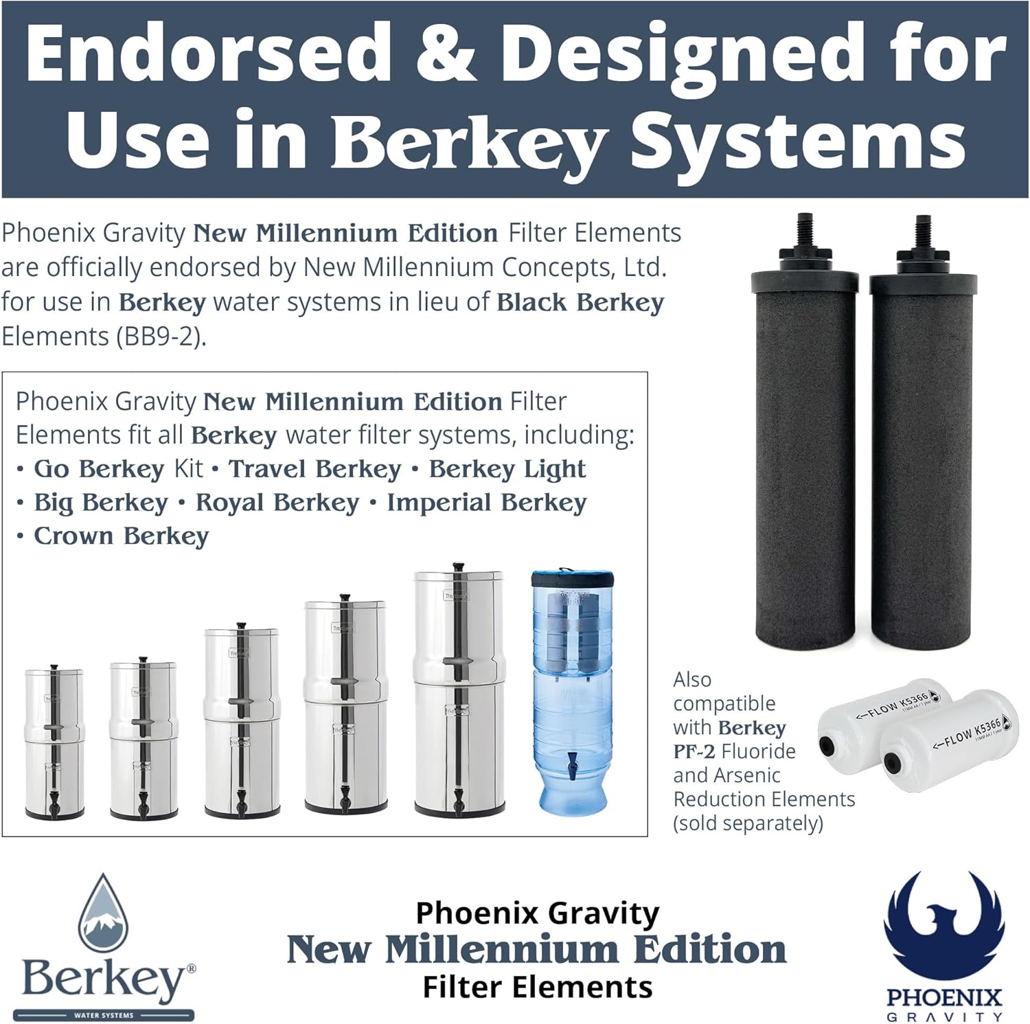 Phoenix Gravity New Millennium Edition PGF9-2 Water Filter Elements (Set of 2)