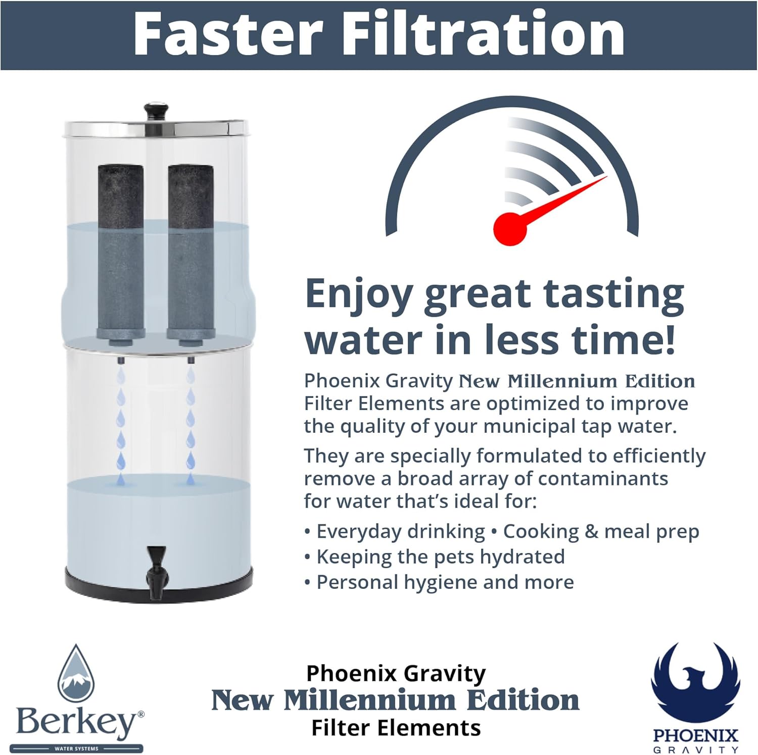 Phoenix Gravity New Millennium Edition PGF9-2 Water Filter Elements (Set of 2)