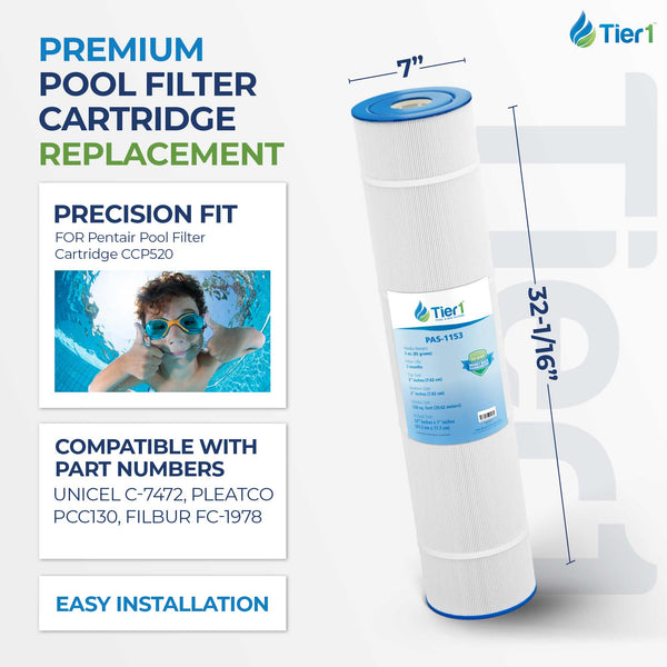 Tier1 Pool Filter for Pentair CCP520 -Washable Trilobal Dirt-Lock Pleats - Pool and Spa Filters - 44.75 - DiscountFilterStore.com
