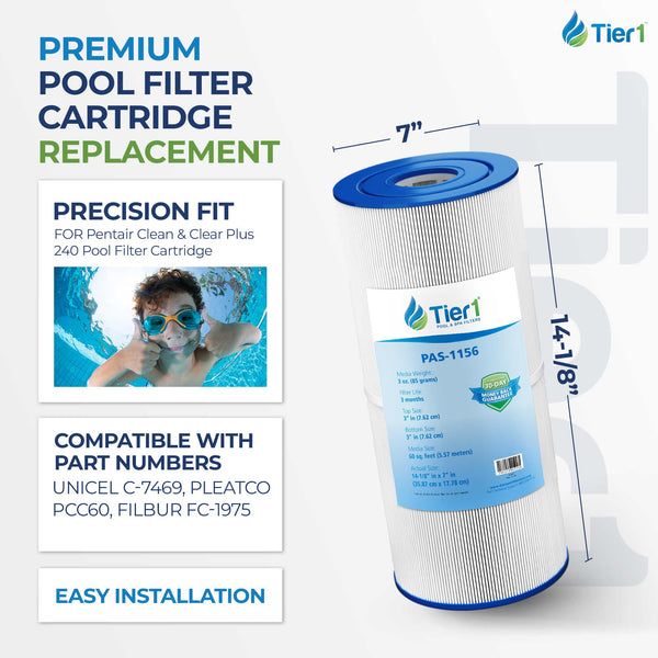Tier1 Pool Filter for Clean & Clear Plus 240 -Washable Trilobal Dirt-Lock Pleats - Pool and Spa Filters - 26.38 - DiscountFilterStore.com