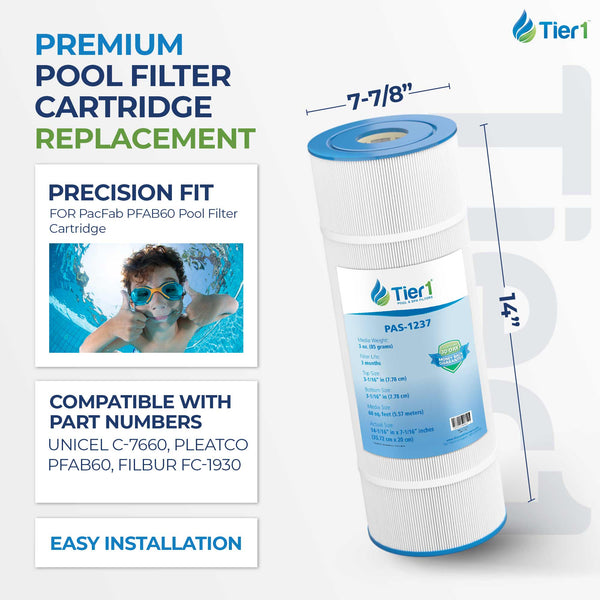 Tier1 Pool Filter for PacFab PFAB60 -Washable Trilobal Dirt-Lock Pleats - Pool and Spa Filters - 31.33 - DiscountFilterStore.com
