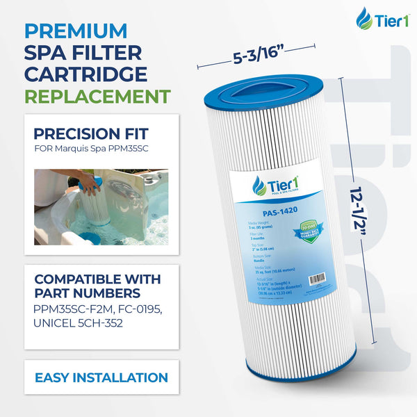 Tier1 Spa Filter for Marquis Spa PPM35SC -Washable Trilobal Dirt-Lock Pleats - Pool and Spa Filters - 19.05 - DiscountFilterStore.com