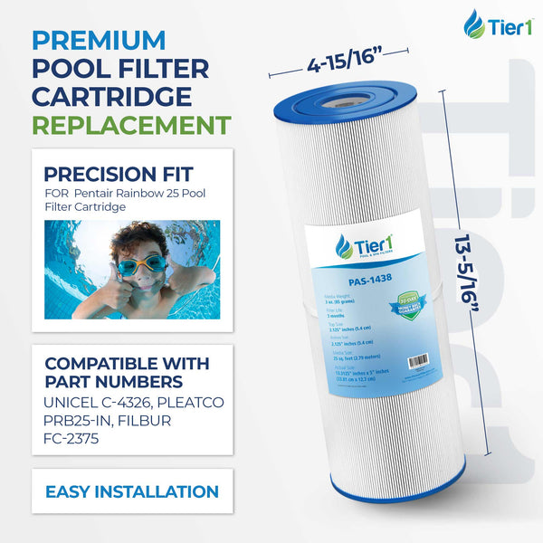 Tier1 Pool Filter for 17-2327, 100586, 33521 -Washable Trilobal Dirt-Lock Pleats - Pool and Spa Filters - 13.34 - DiscountFilterStore.com