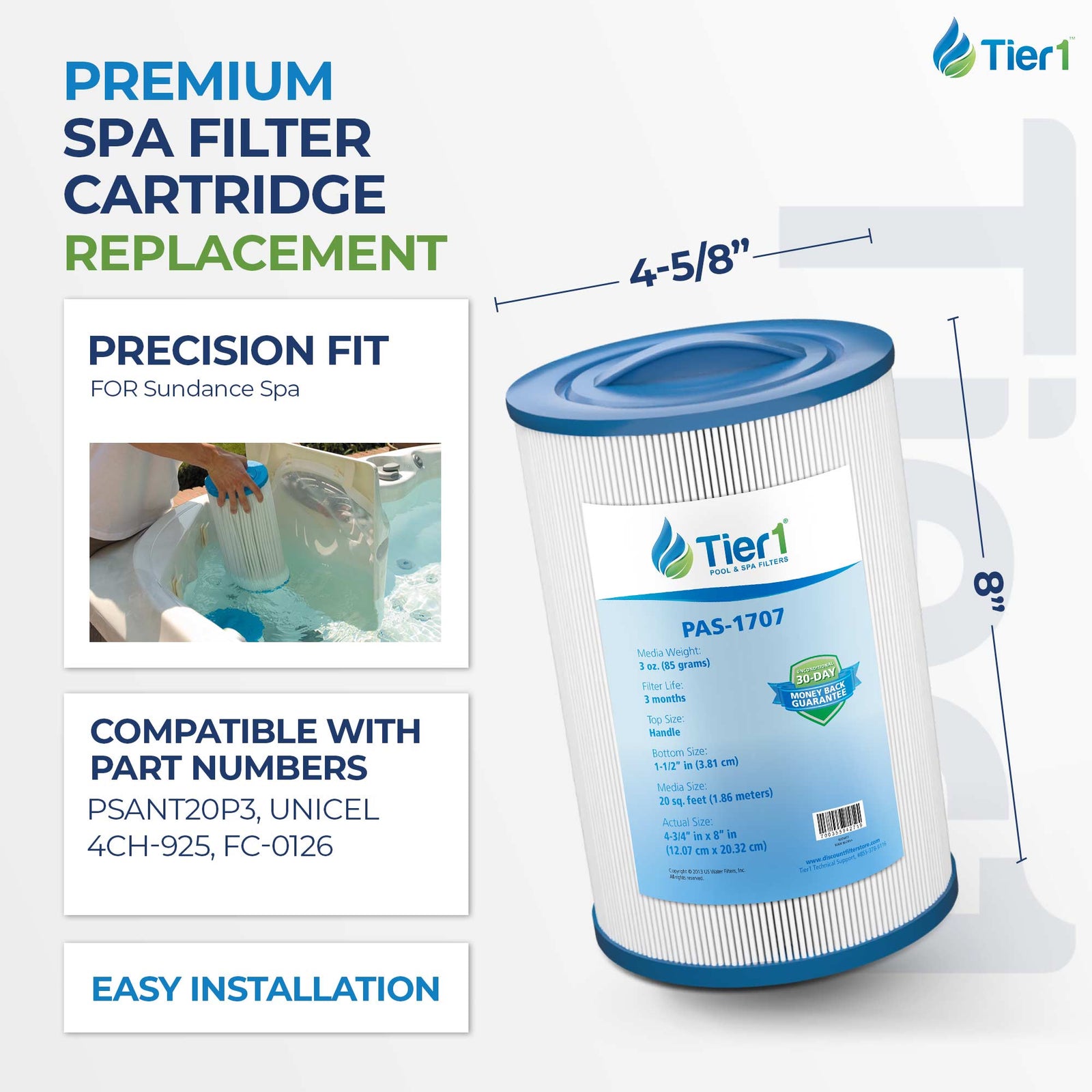 Tier1 Spa Filter for Sundance Spa -Washable Trilobal Dirt-Lock Pleats