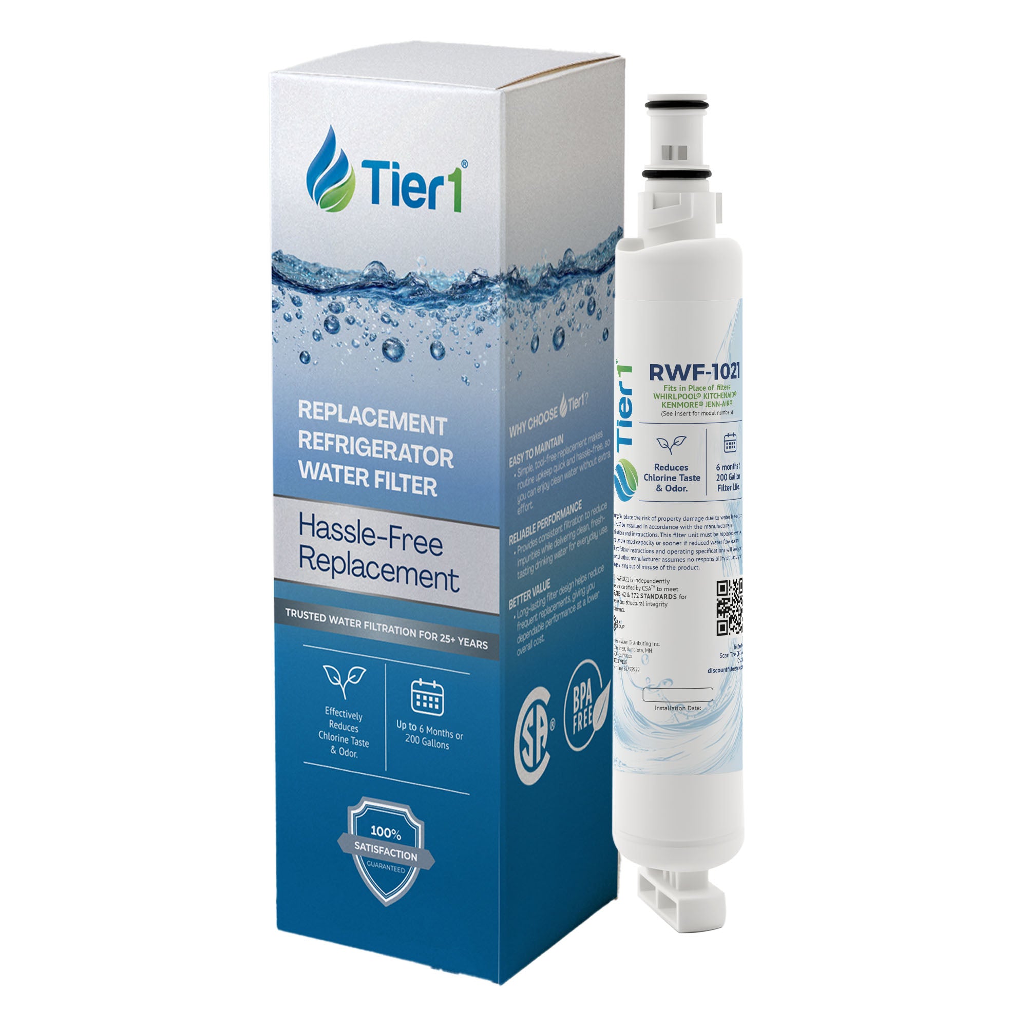 EDR6D1 EveryDrop 4396701 Whirlpool Comparable Refrigerator Water Filter Replacement By Tier1