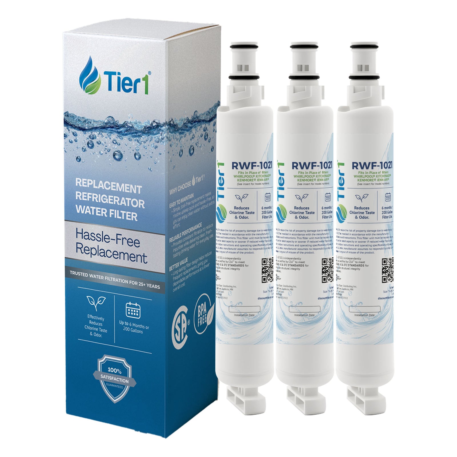 EDR6D1 EveryDrop 4396701 Whirlpool Comparable Refrigerator Water Filter Replacement By Tier1