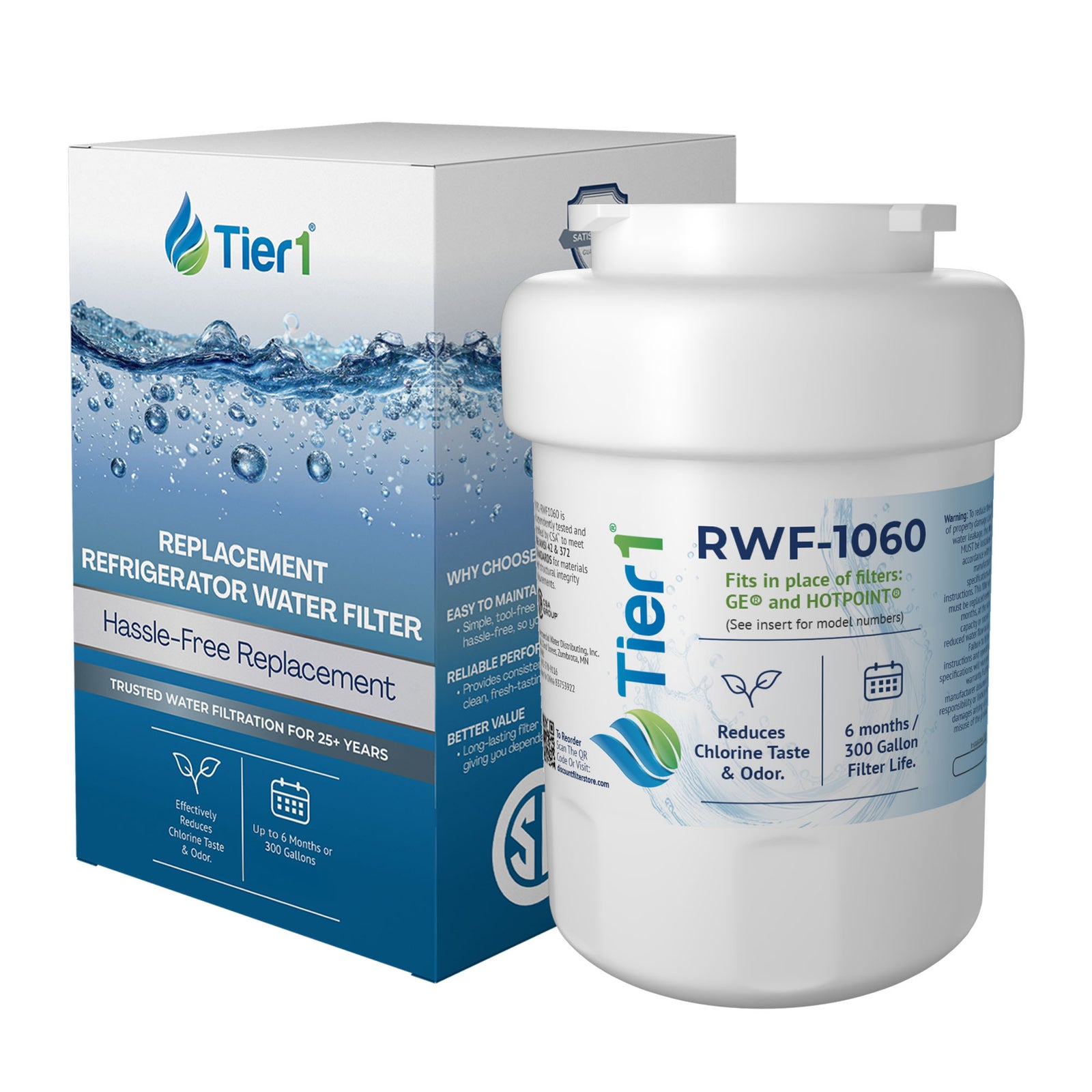 MWF GE SmartWater Refrigerator Water Filter Replacement by Tier1