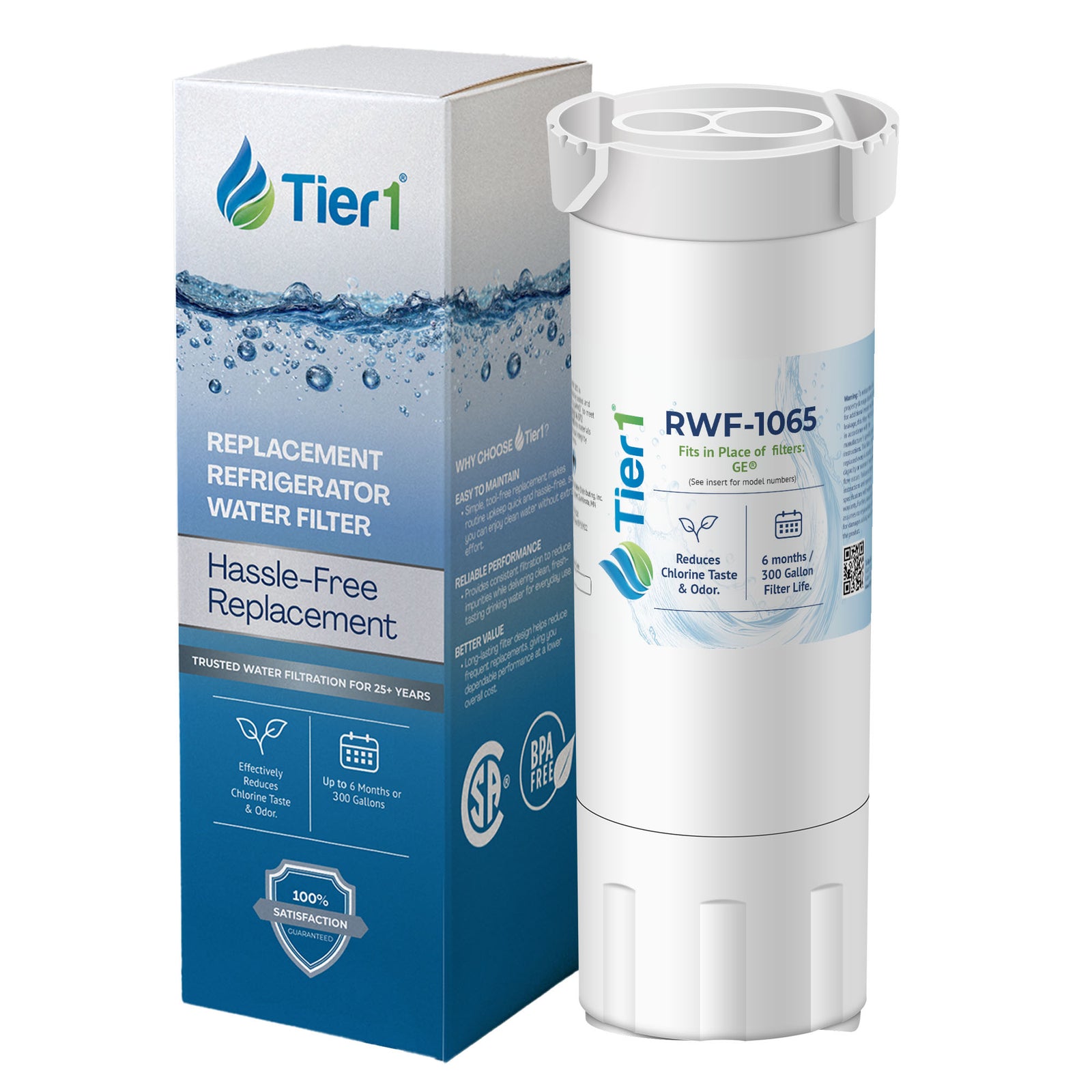 XWF GE Comparable Refrigerator Water Filter By Tier1 (No Chip)