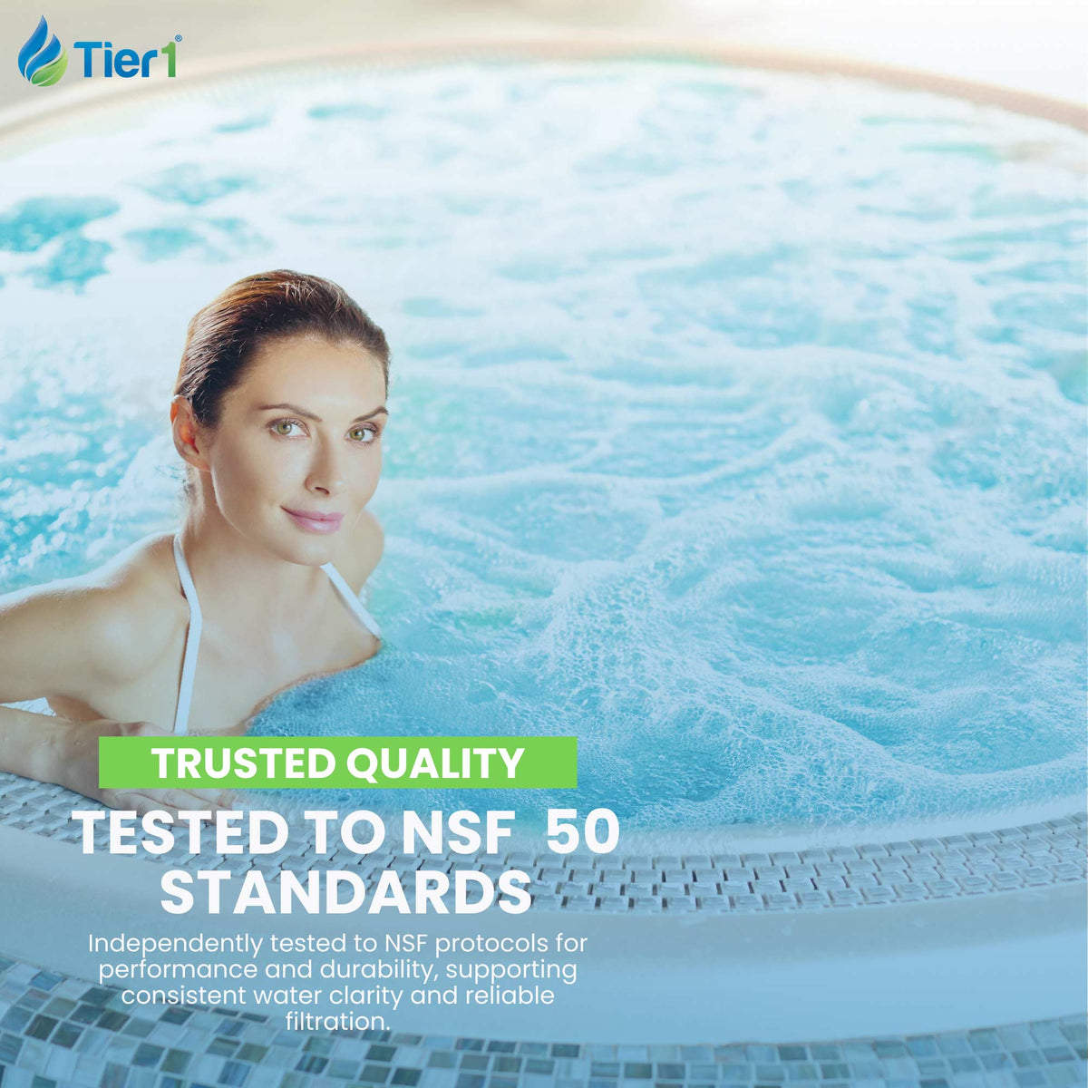 Tier1 Spa Filter for 817-4035 (Antimicrobial)-Washable Trilobal Dirt-Lock Pleats