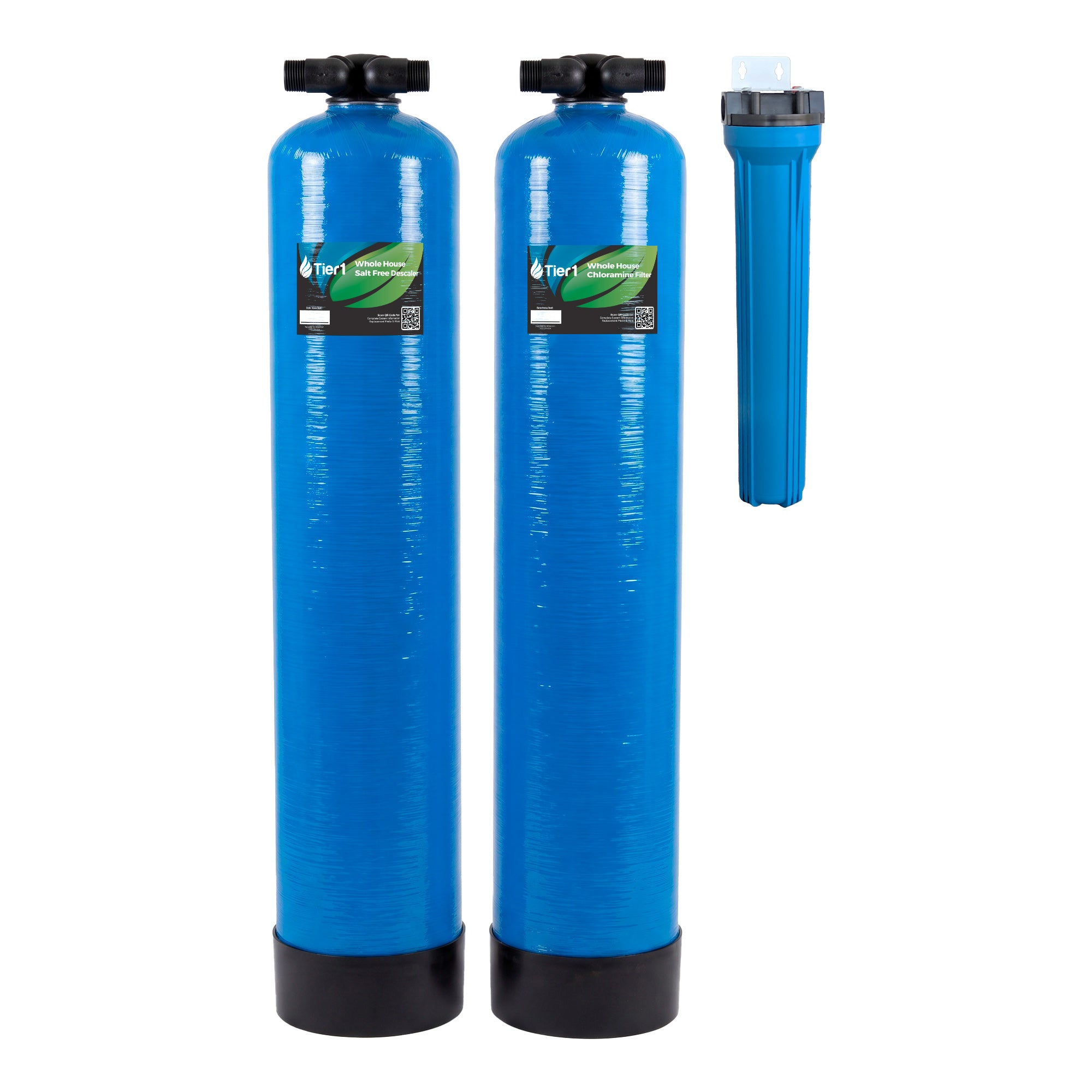 Tier1 Plus Salt-Free Water Softener + 1,000,000 Gallon Premium Carbon System - Whole House Systems - Blue Tanks - DiscountFilterStore.com