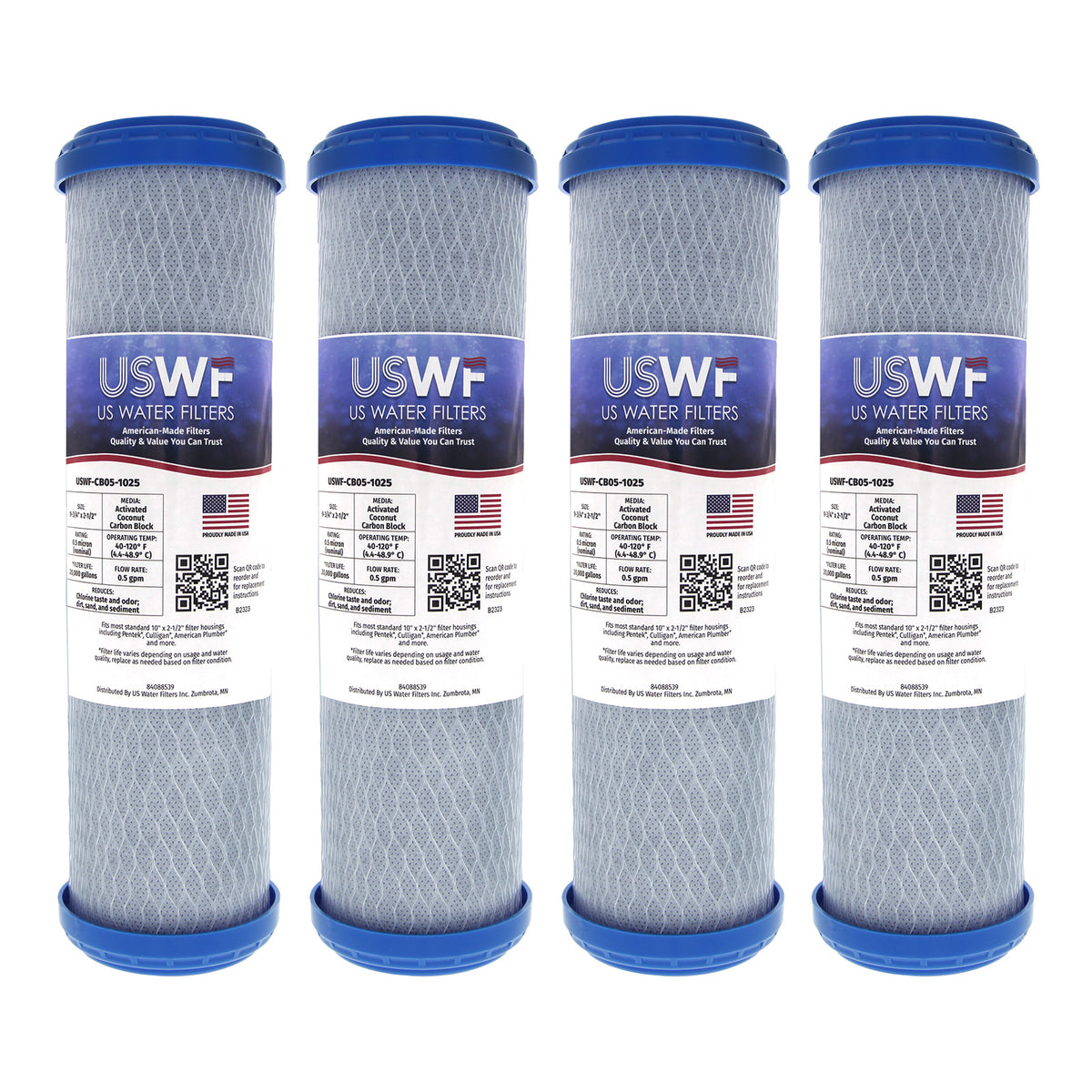 USWF Coconut Carbon Block Filter 0.5 Micron 10"x2.5" - DiscountFilterStore.com