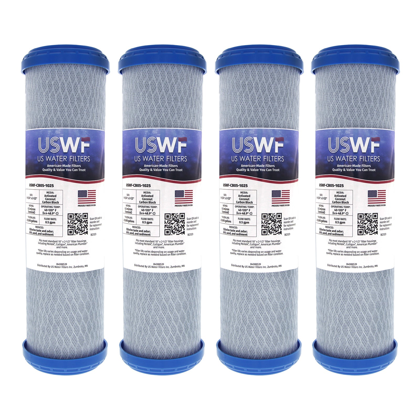 USWF Coconut Carbon Block Filter 0.5 Micron 10"x2.5" - DiscountFilterStore.com