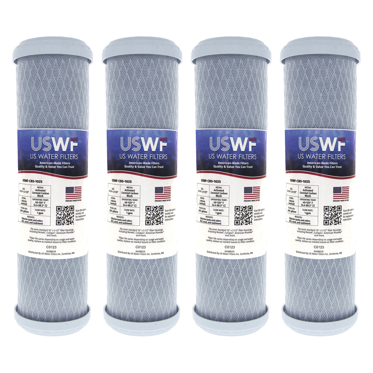 USWF Coconut Carbon Block Filter 5 Micron 10"x2.5" - DiscountFilterStore.com