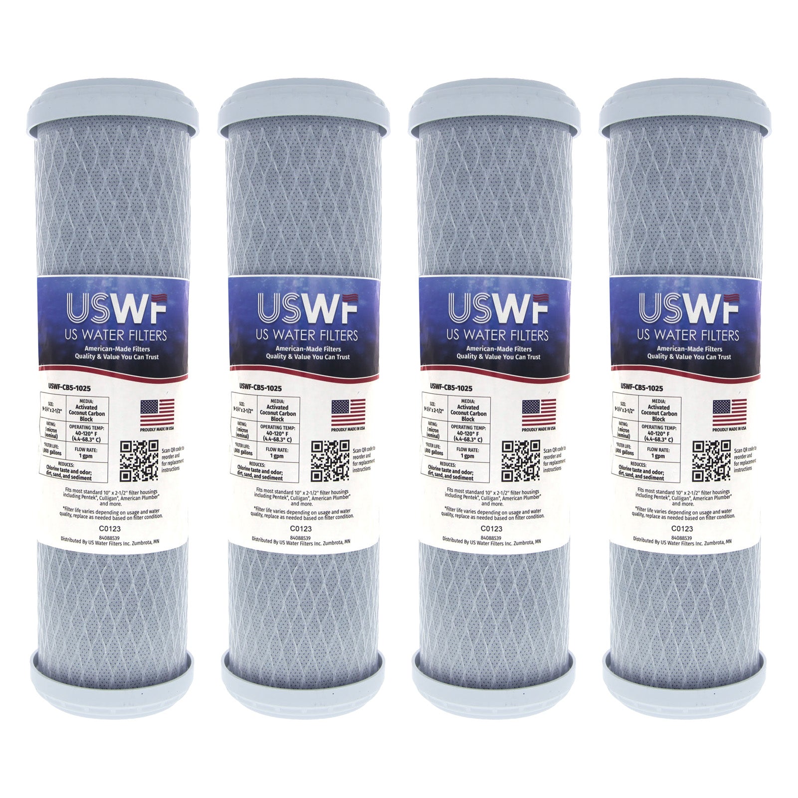 USWF Coconut Carbon Block Filter 5 Micron 10"x2.5" - DiscountFilterStore.com