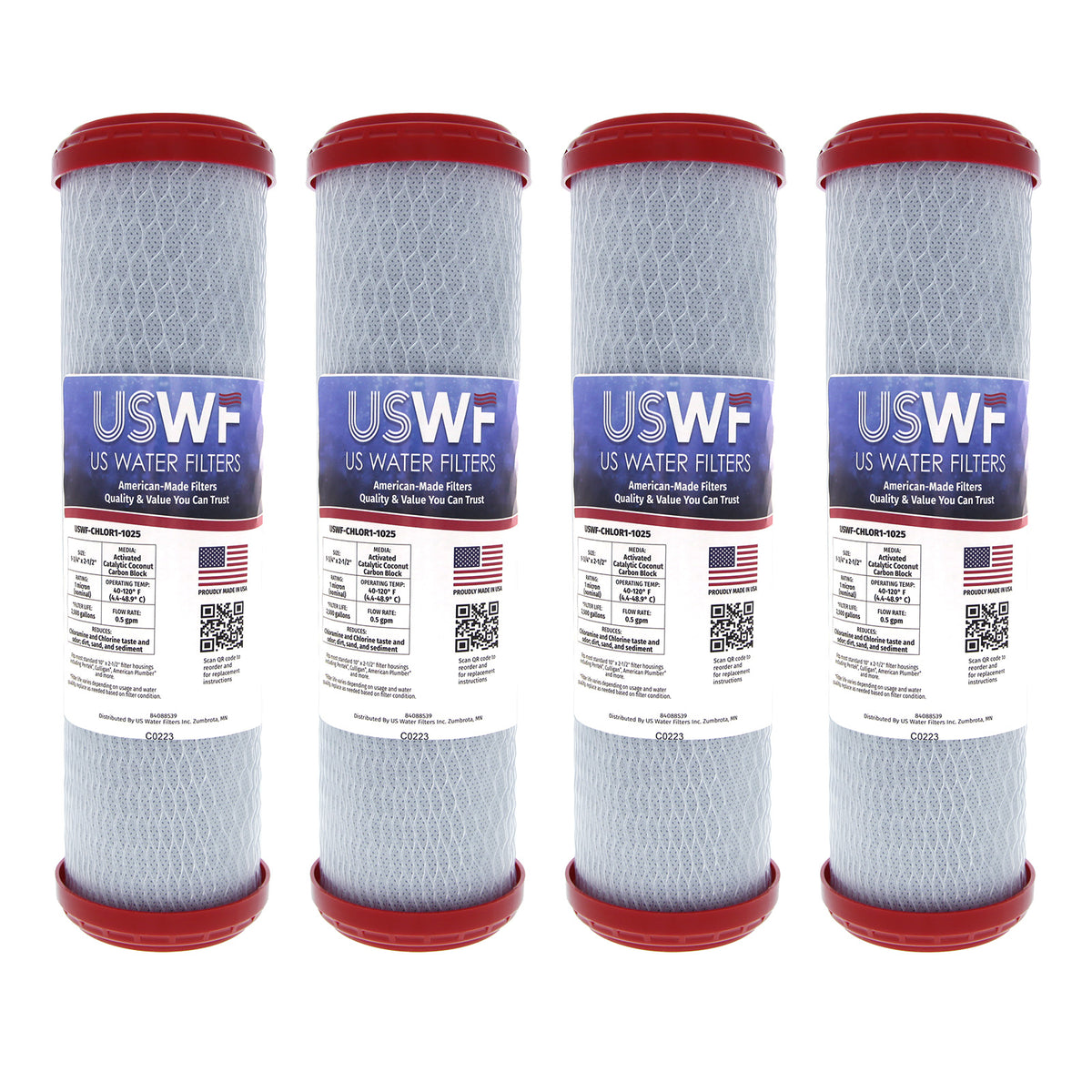 USWF Chloramine Reducing Filter Catalytic Carbon Block 1 Micron 10"x2.5" - DiscountFilterStore.com