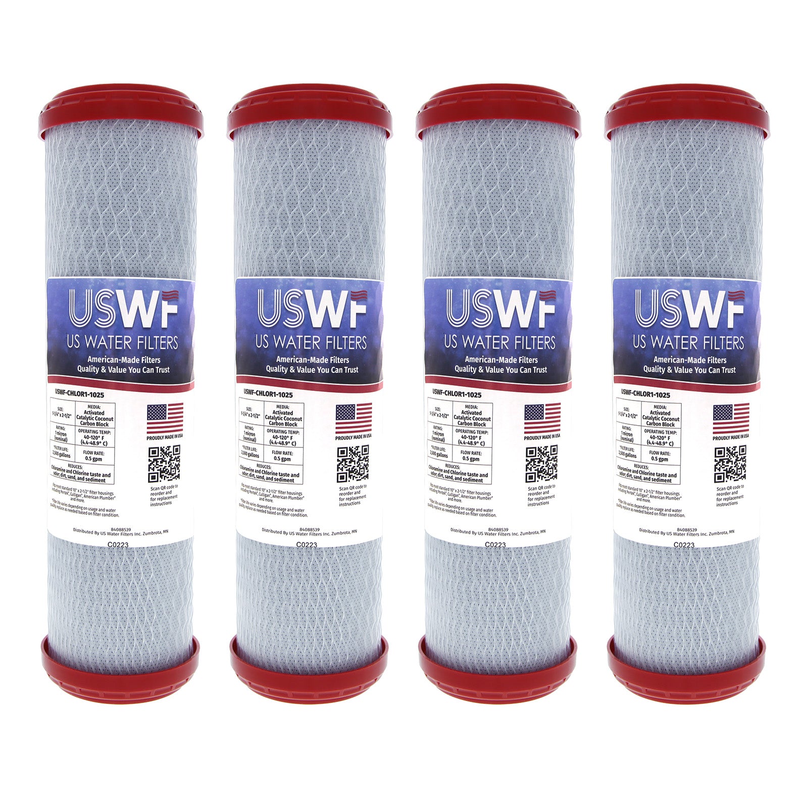 USWF Chloramine Reducing Filter Catalytic Carbon Block 1 Micron 10"x2.5" - DiscountFilterStore.com