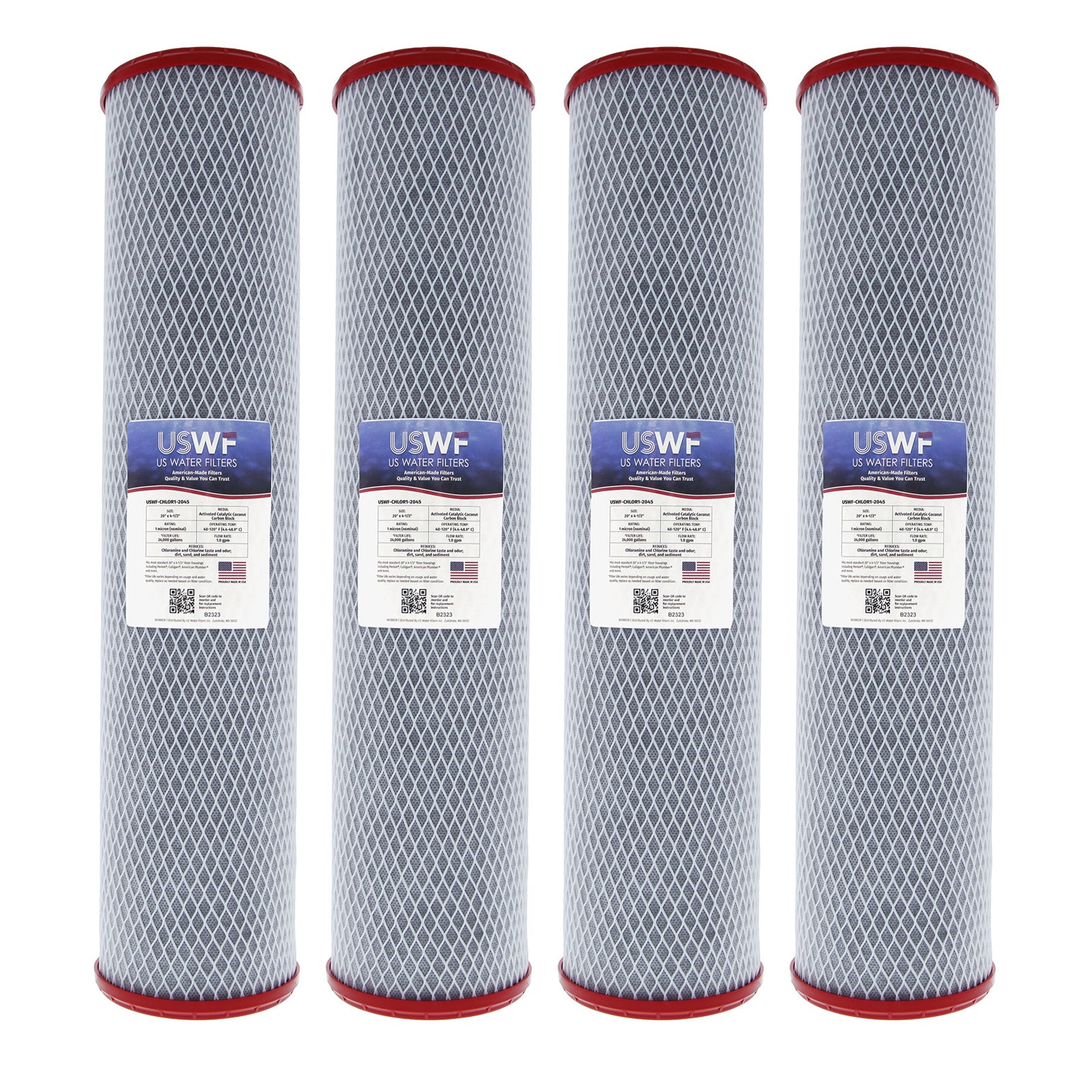 USWF Chloramine Reducing Filter Catalytic Carbon Block 1 Micron 20"x4.5" - DiscountFilterStore.com