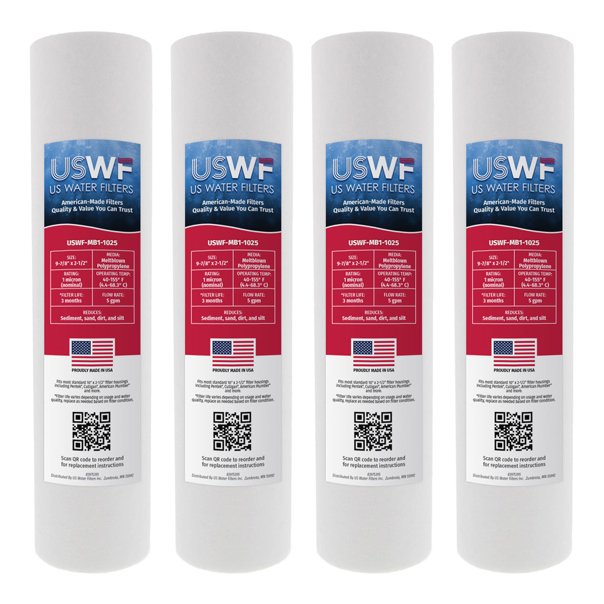 USWF 1 Micron 10"x2.5" Melt Blown Sediment Filter - DiscountFilterStore.com