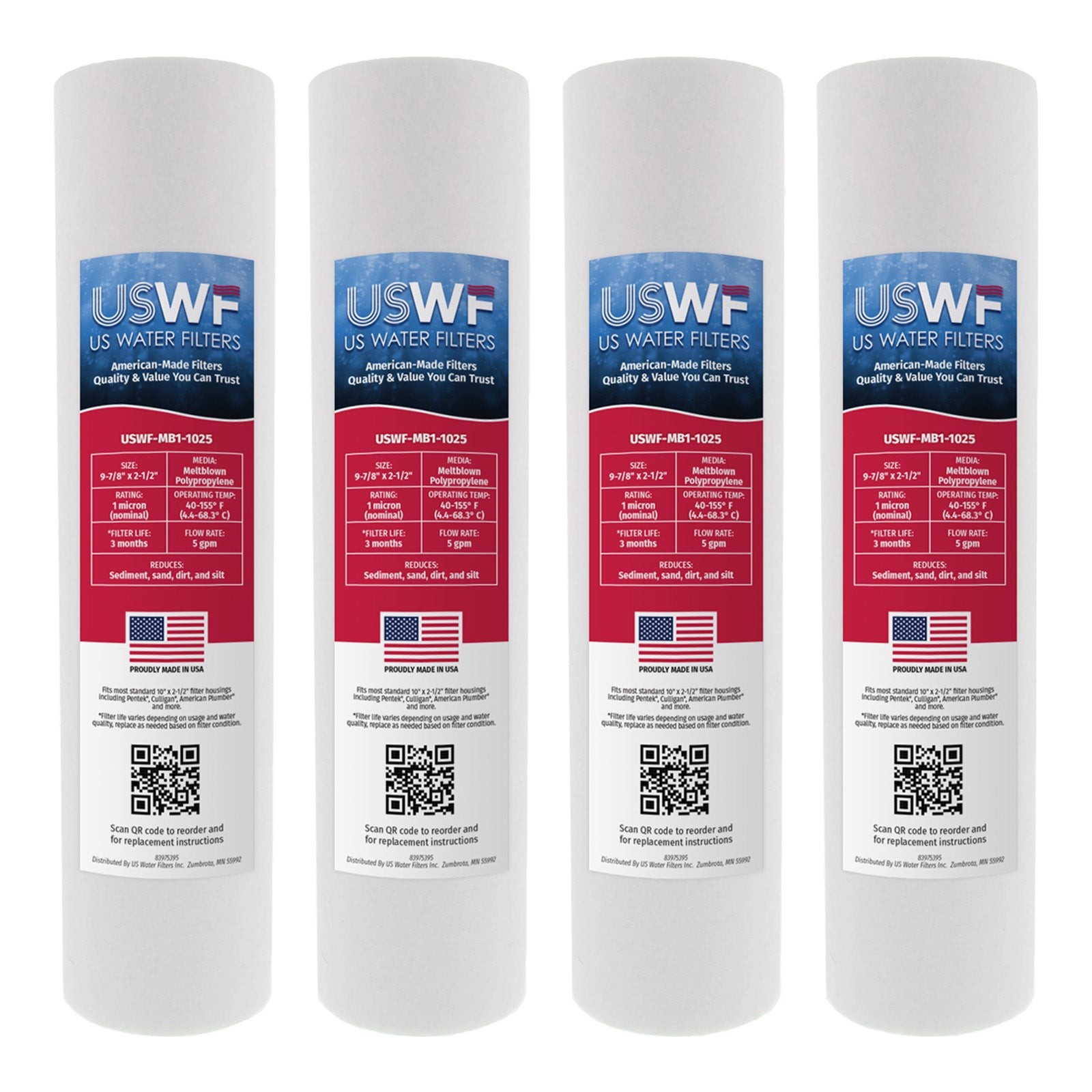 USWF 1 Micron 10"x2.5" Melt Blown Sediment Filter - DiscountFilterStore.com