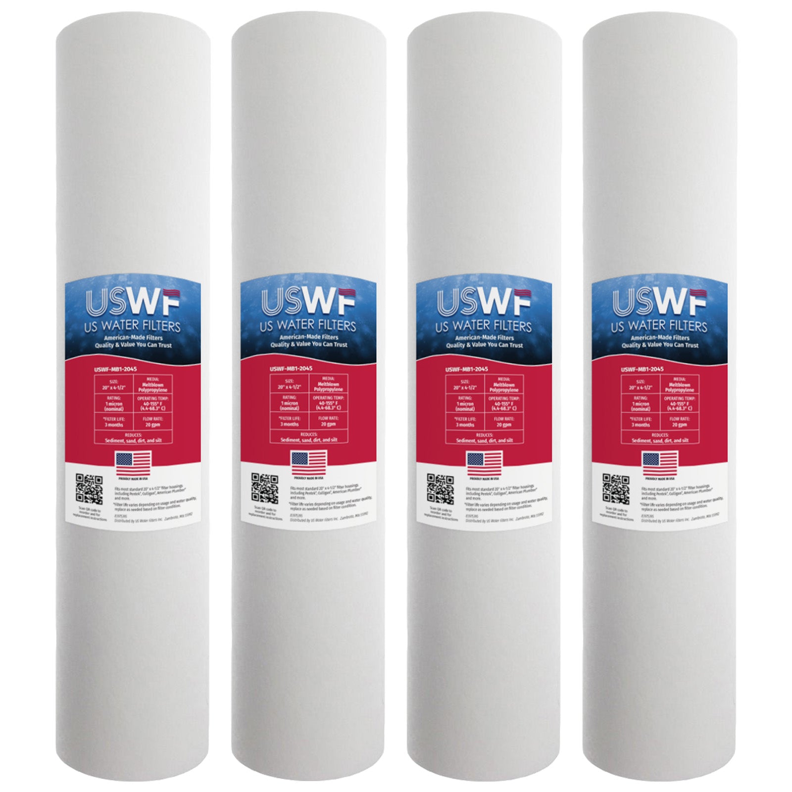 USWF 1 Micron 20"x4.5" Melt Blown Sediment Filter - DiscountFilterStore.com