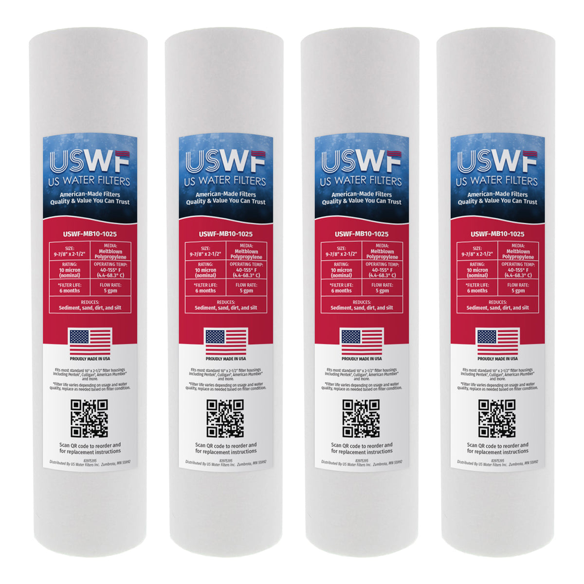 USWF 10 Micron 10"x2.5" Melt Blown Sediment Filter - DiscountFilterStore.com