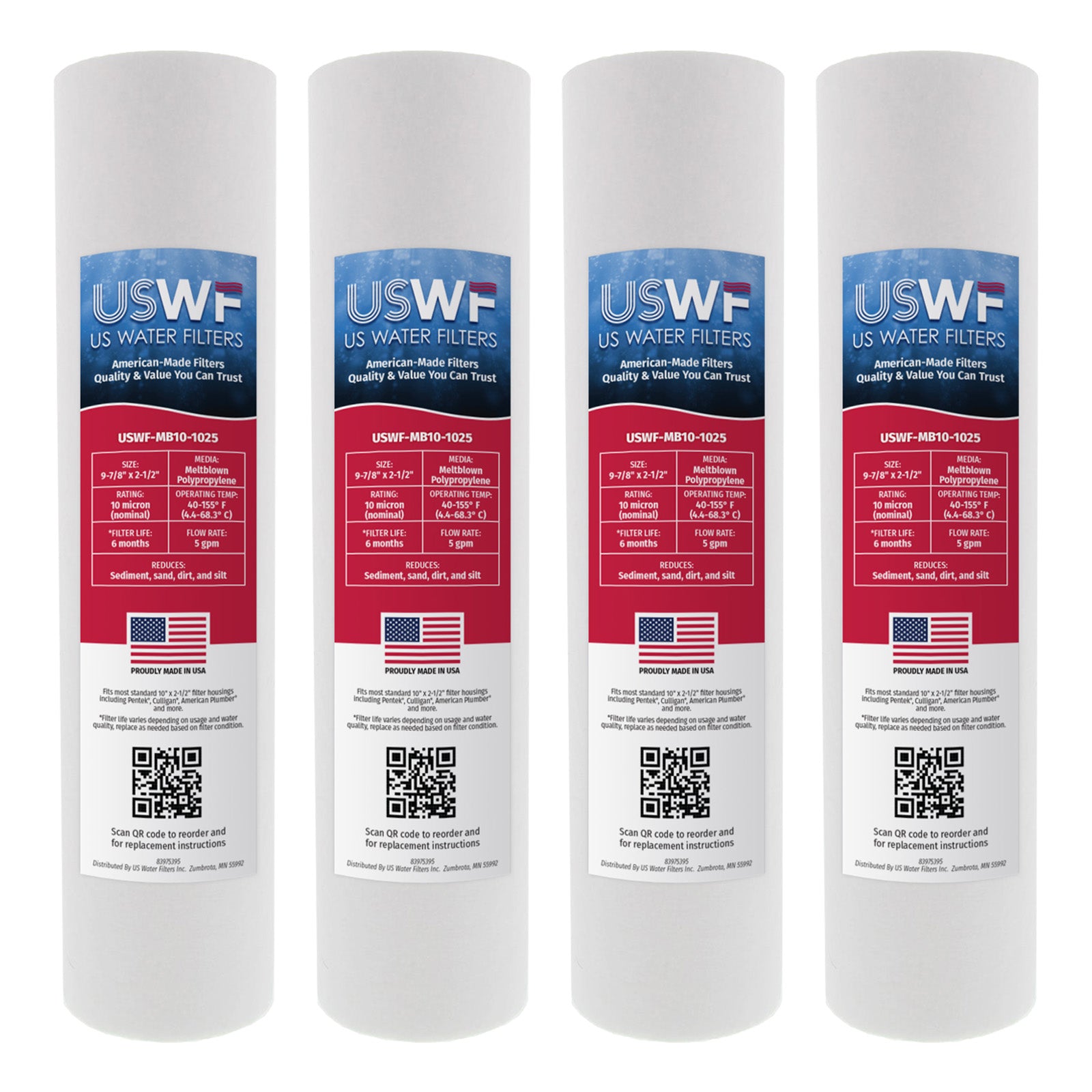 USWF 10 Micron 10"x2.5" Melt Blown Sediment Filter - DiscountFilterStore.com